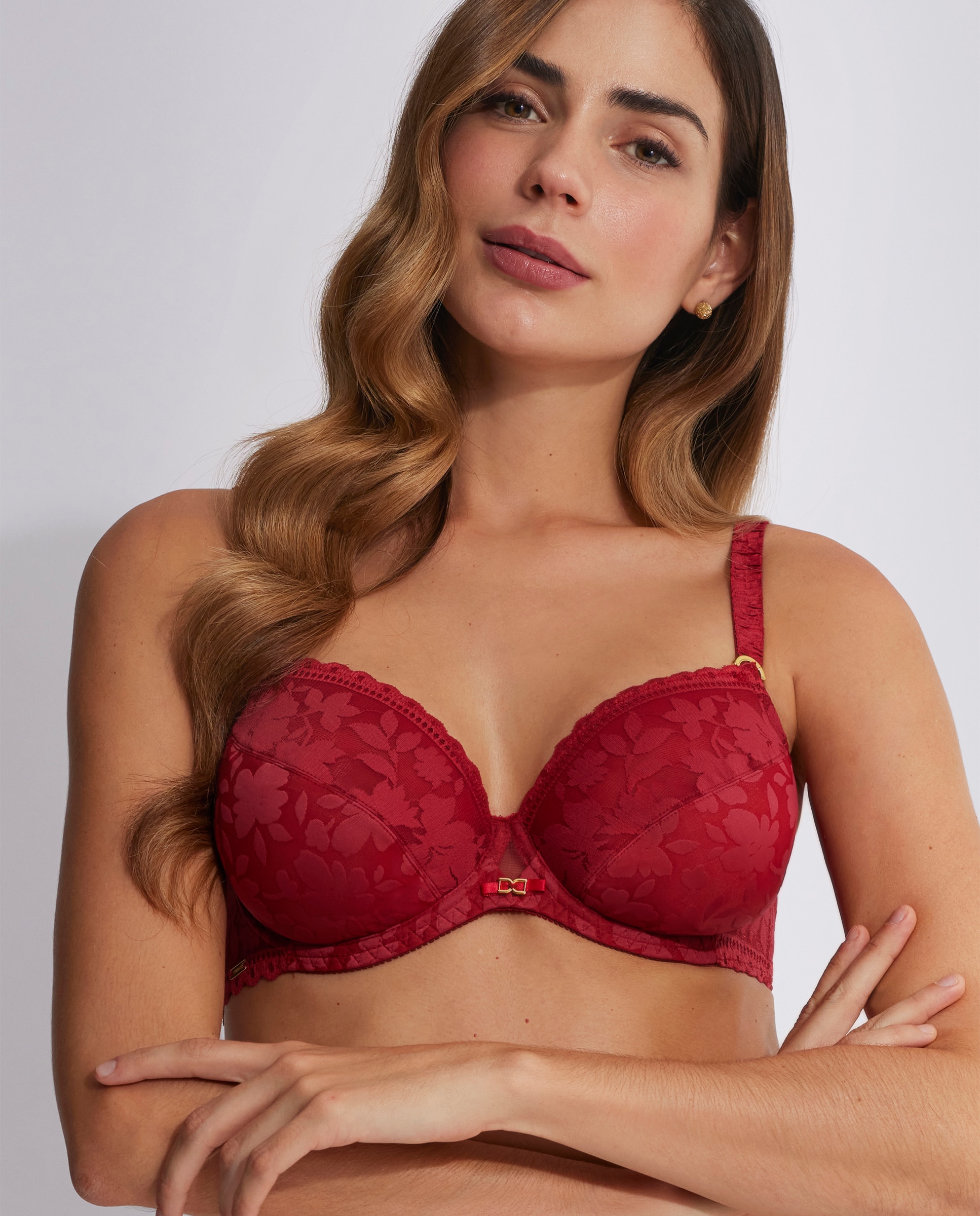 Soutien Capacidade com Decote Médio Vermelho-1