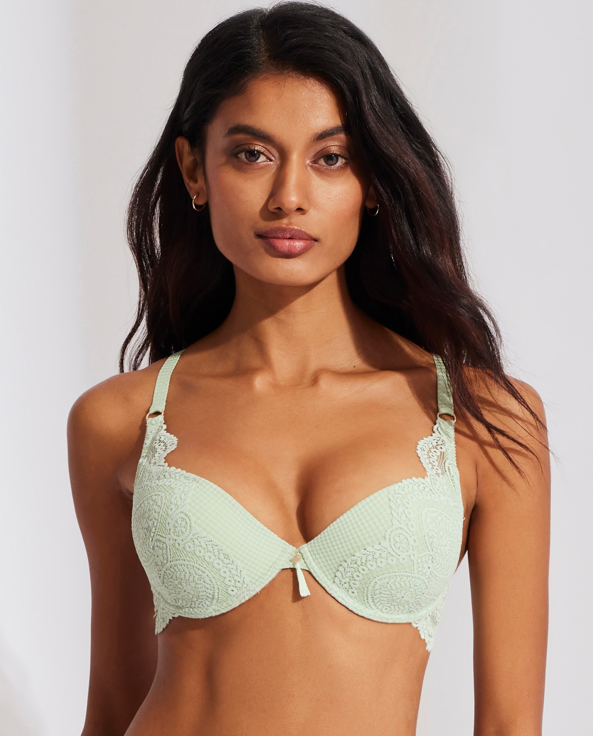 Soutien Push Up com Renda Verde-claro-1