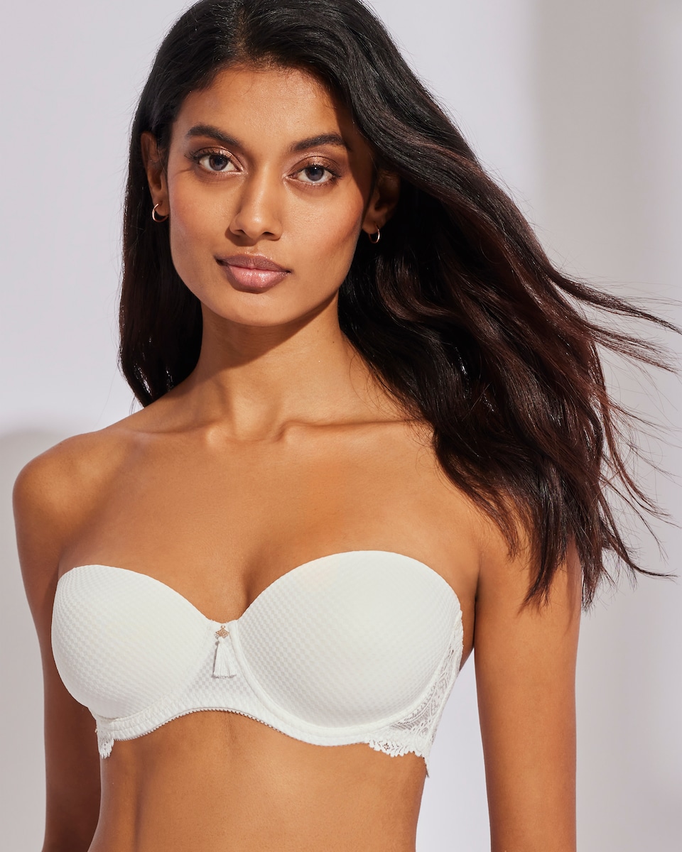 Soutien Strapless com Foam e Renda Creme-1
