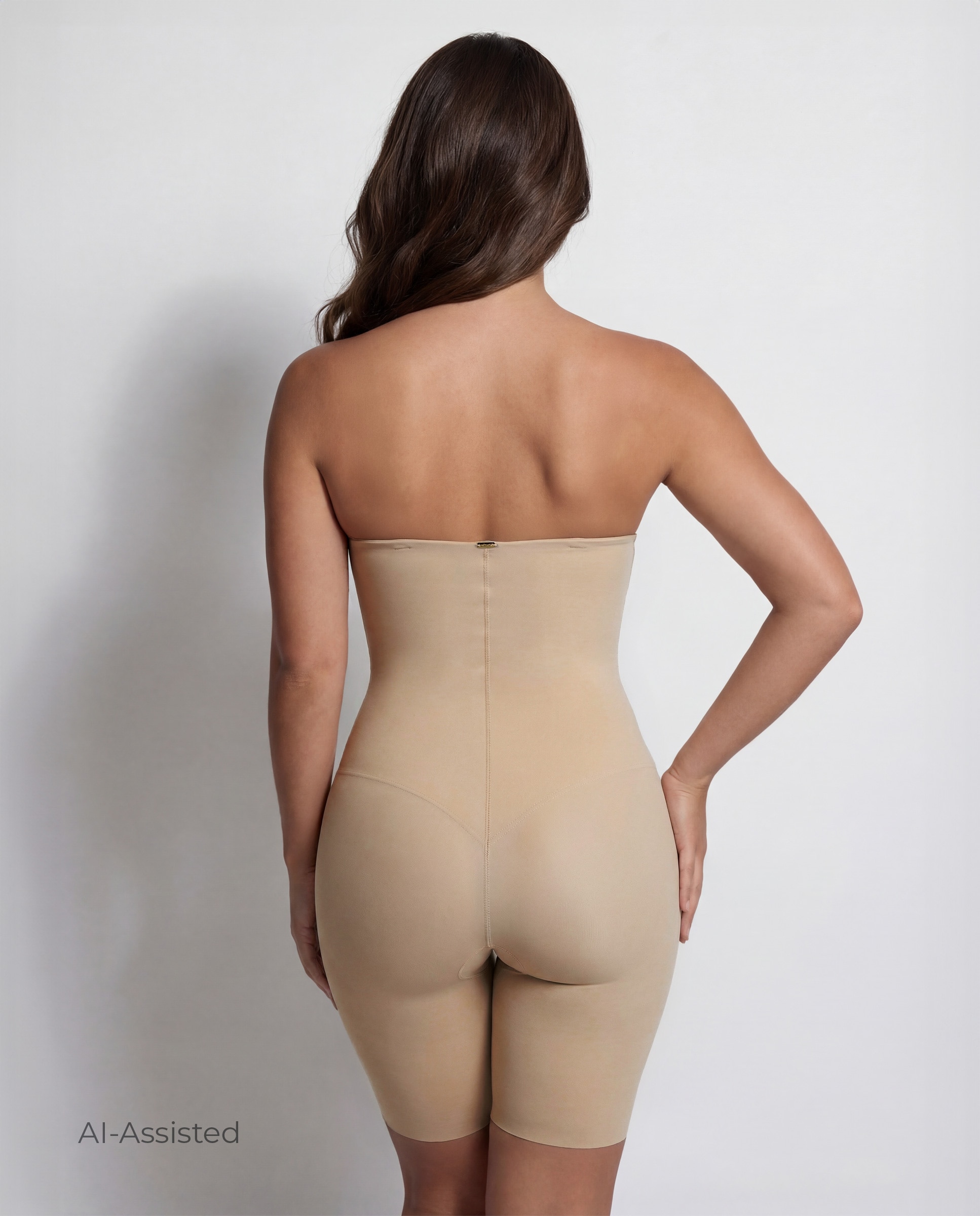 Bodys Redutores Strapless com Perna Pele-2