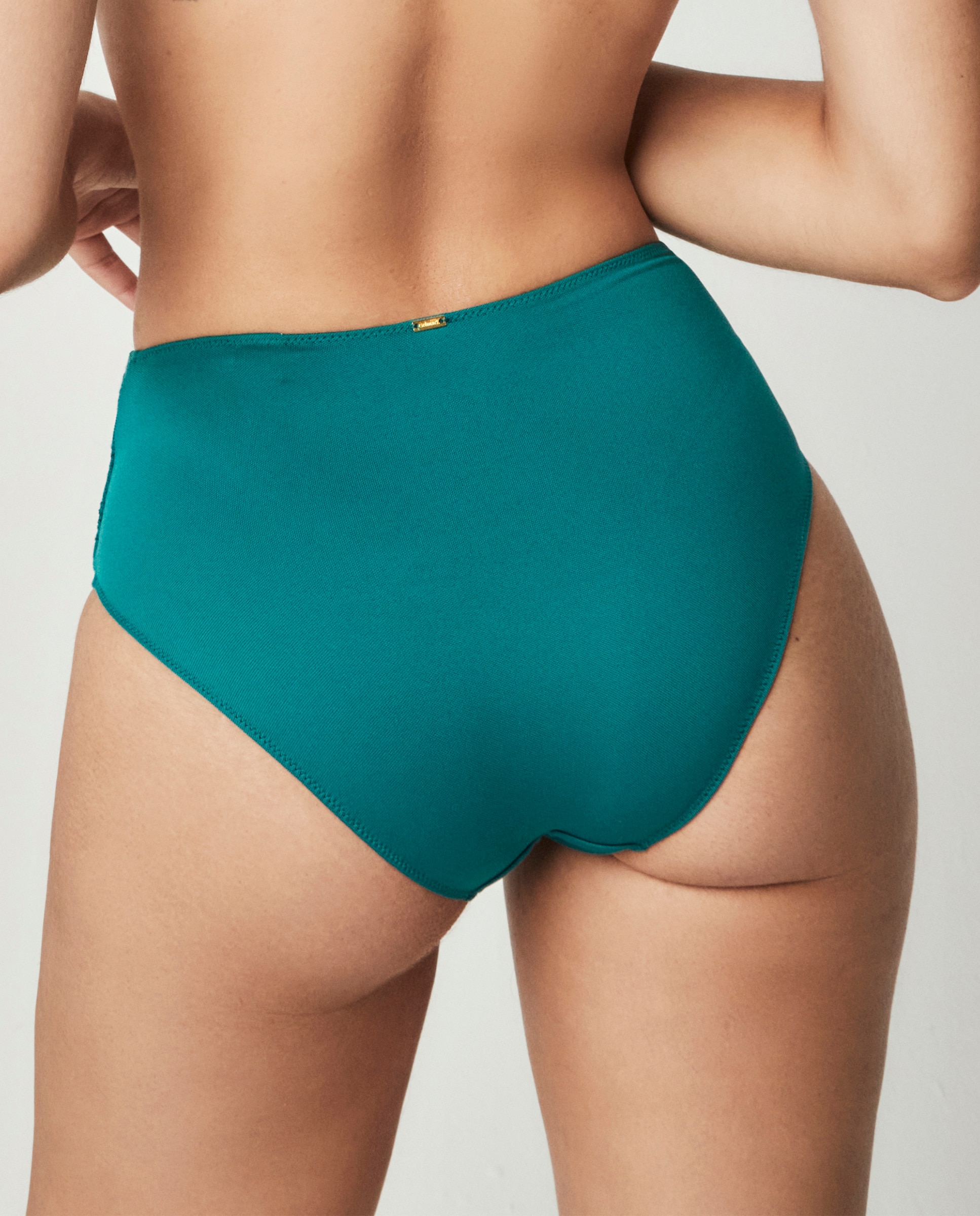 Cueca Alta Clássica com Renda Floral Verde-escuro-2