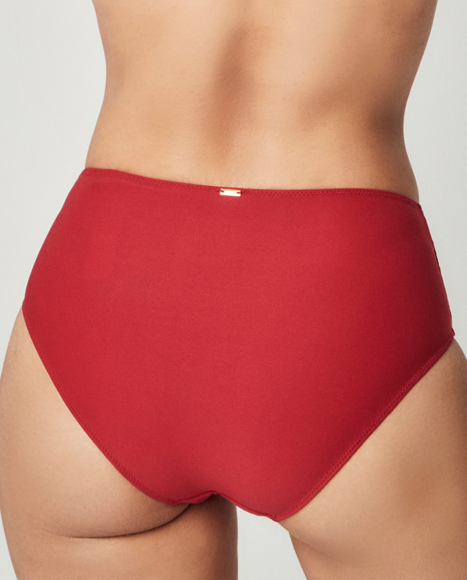 Cueca Alta Clássica com Renda Floral Vermelho-2