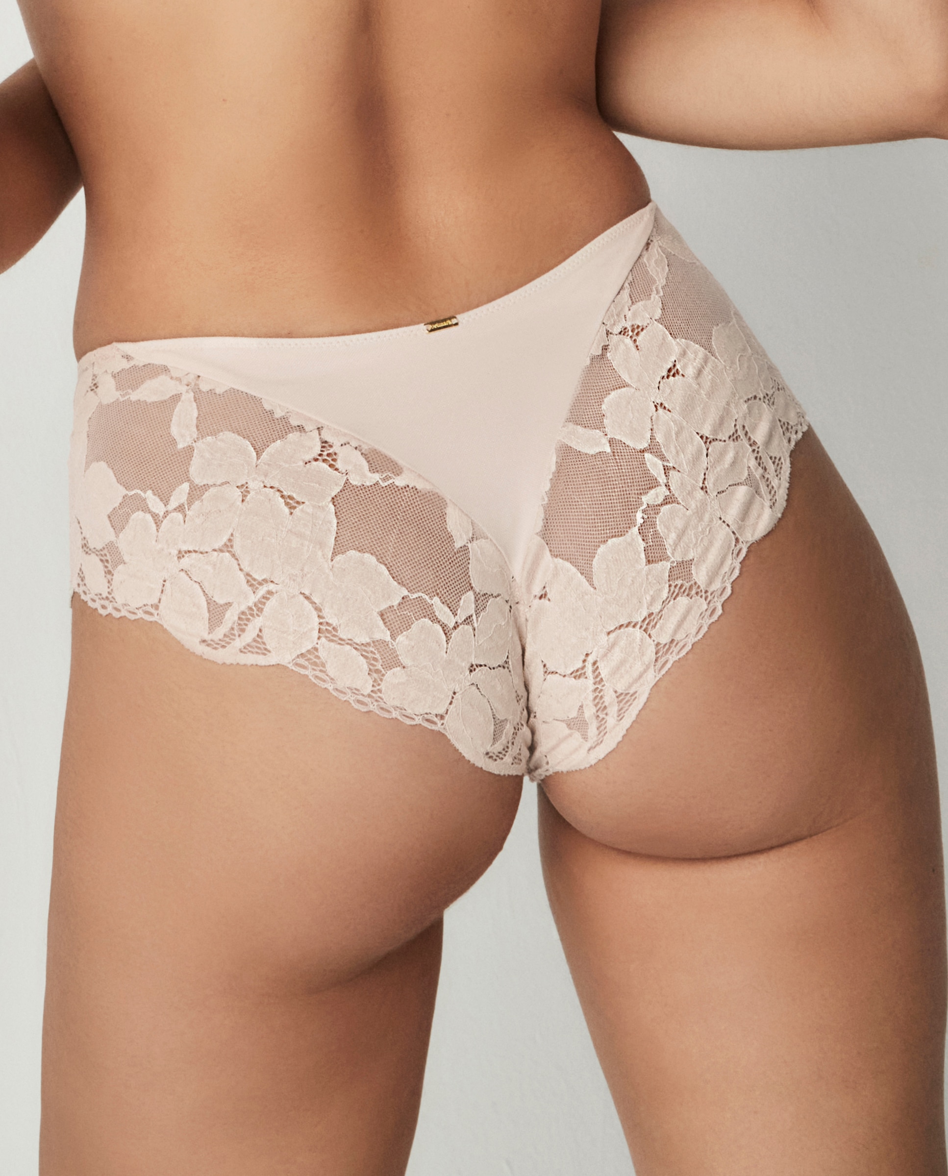 Cueca Culotte com Renda Floral Bege-2