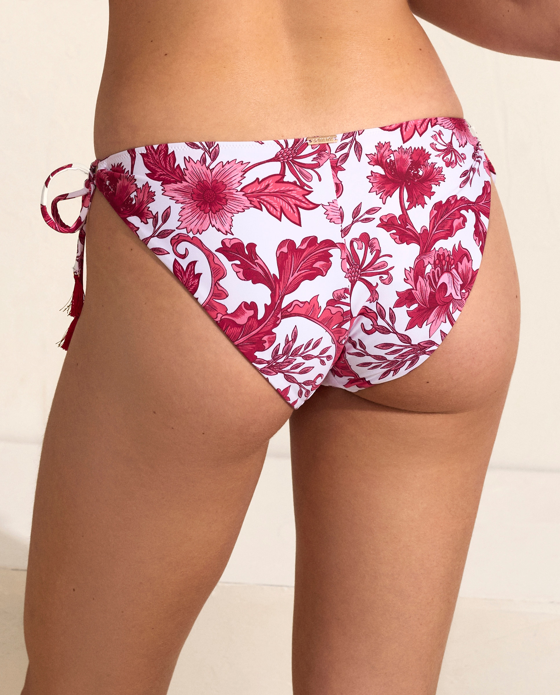 Cueca de Biquíni com Laços de Cintura Baixa Fúcsia-2