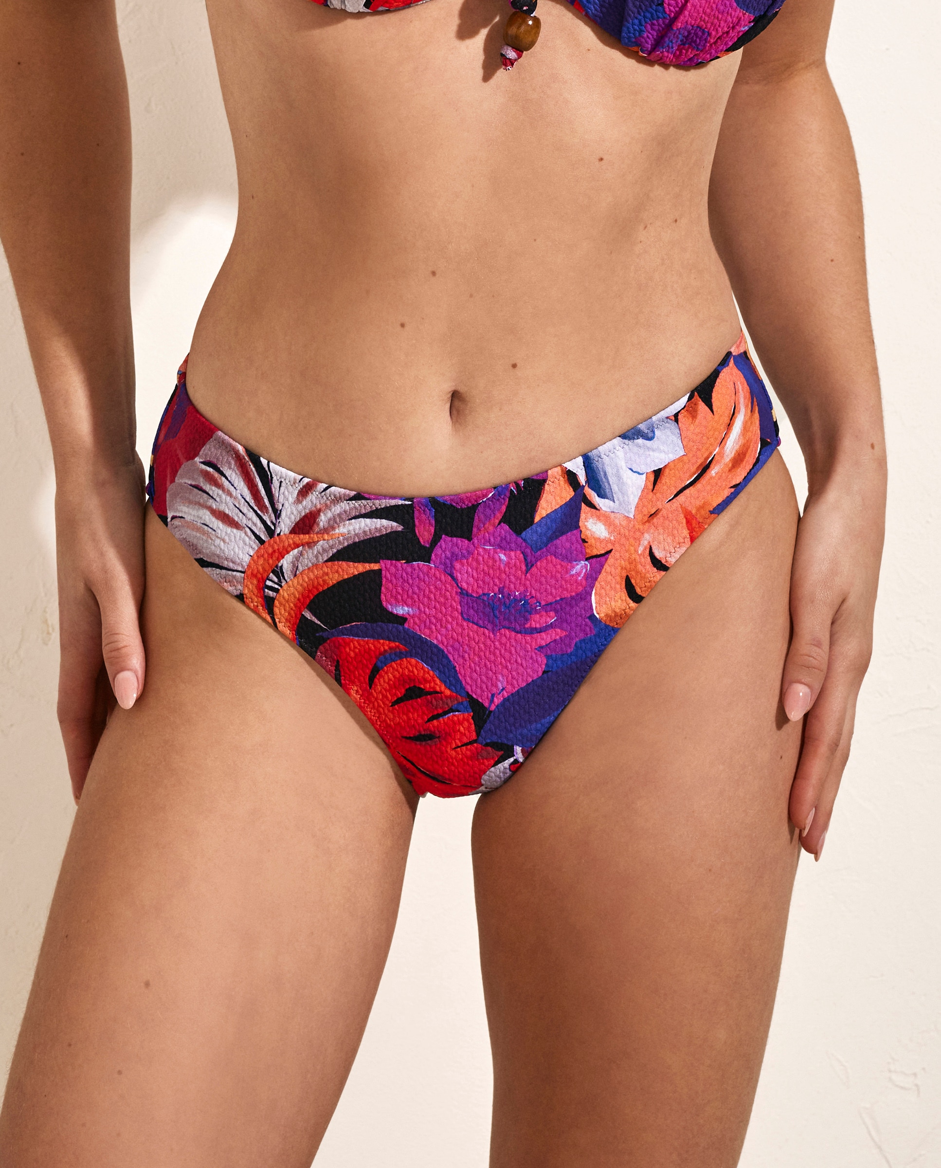 Cueca de Biquíni Clássica Estampada com Cintura Reta Preto-1