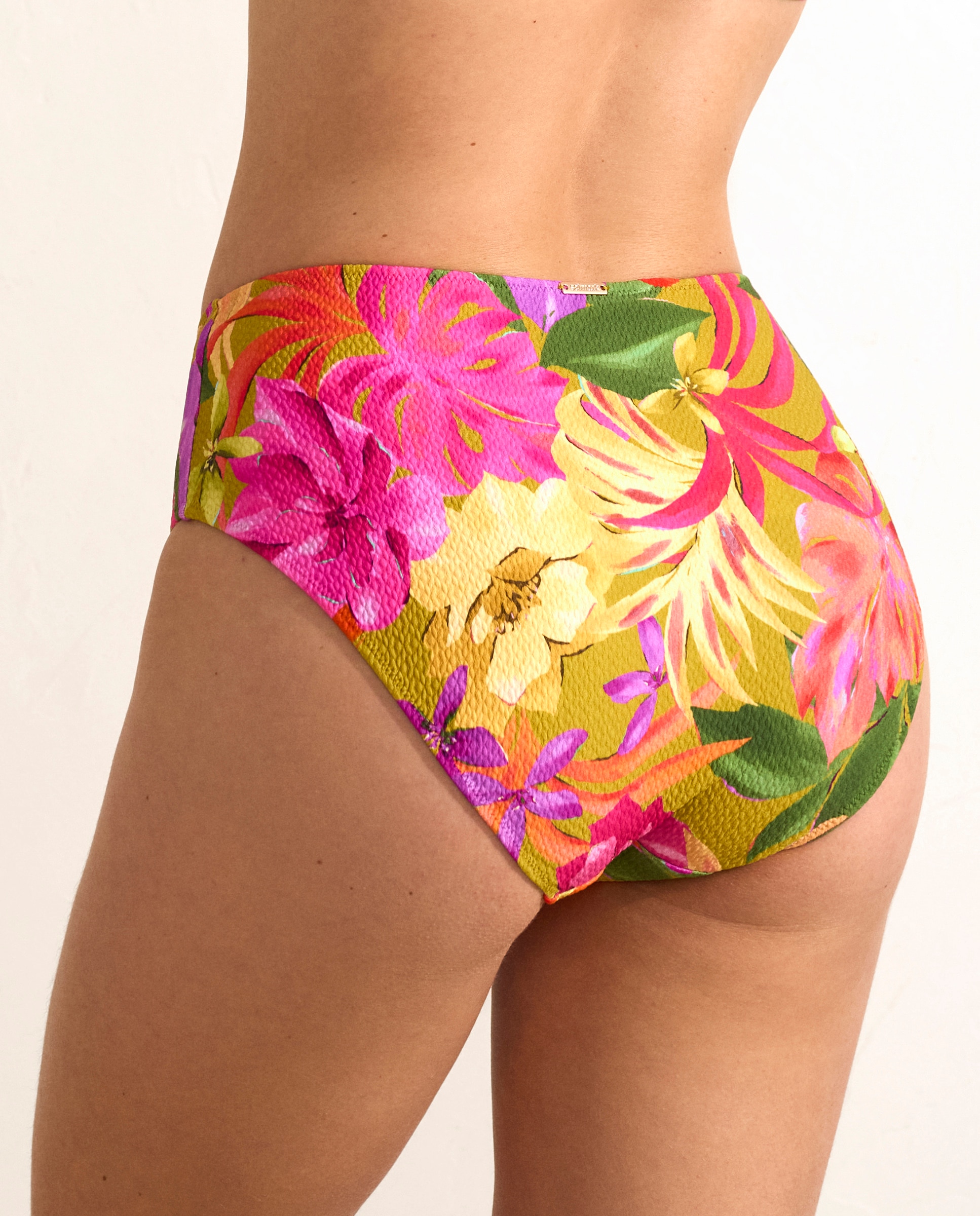 Cueca de Biquíni Alta Clássica Estampada Fúcsia-2