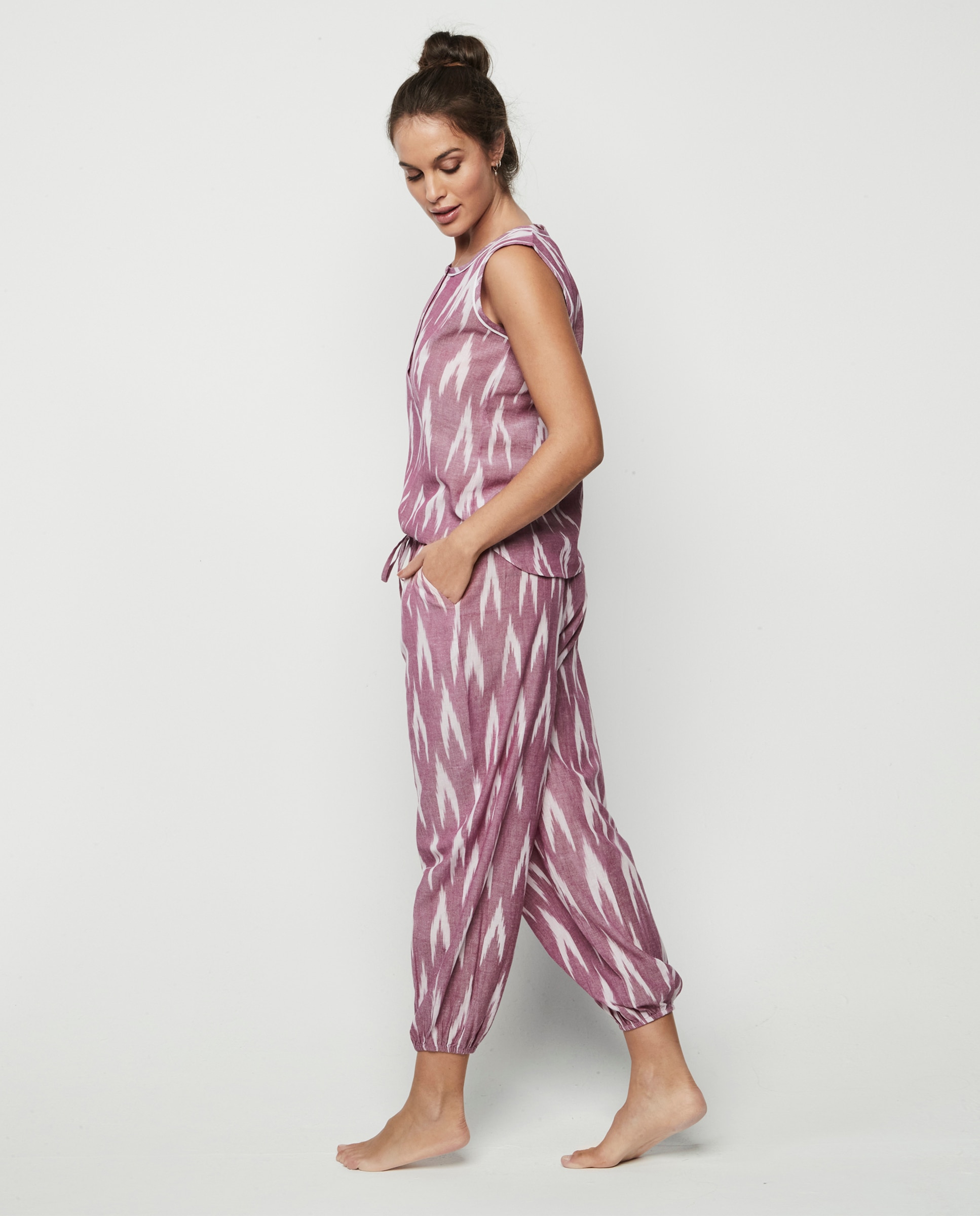 Pijama Tipo Camisa Curto Lilás-3