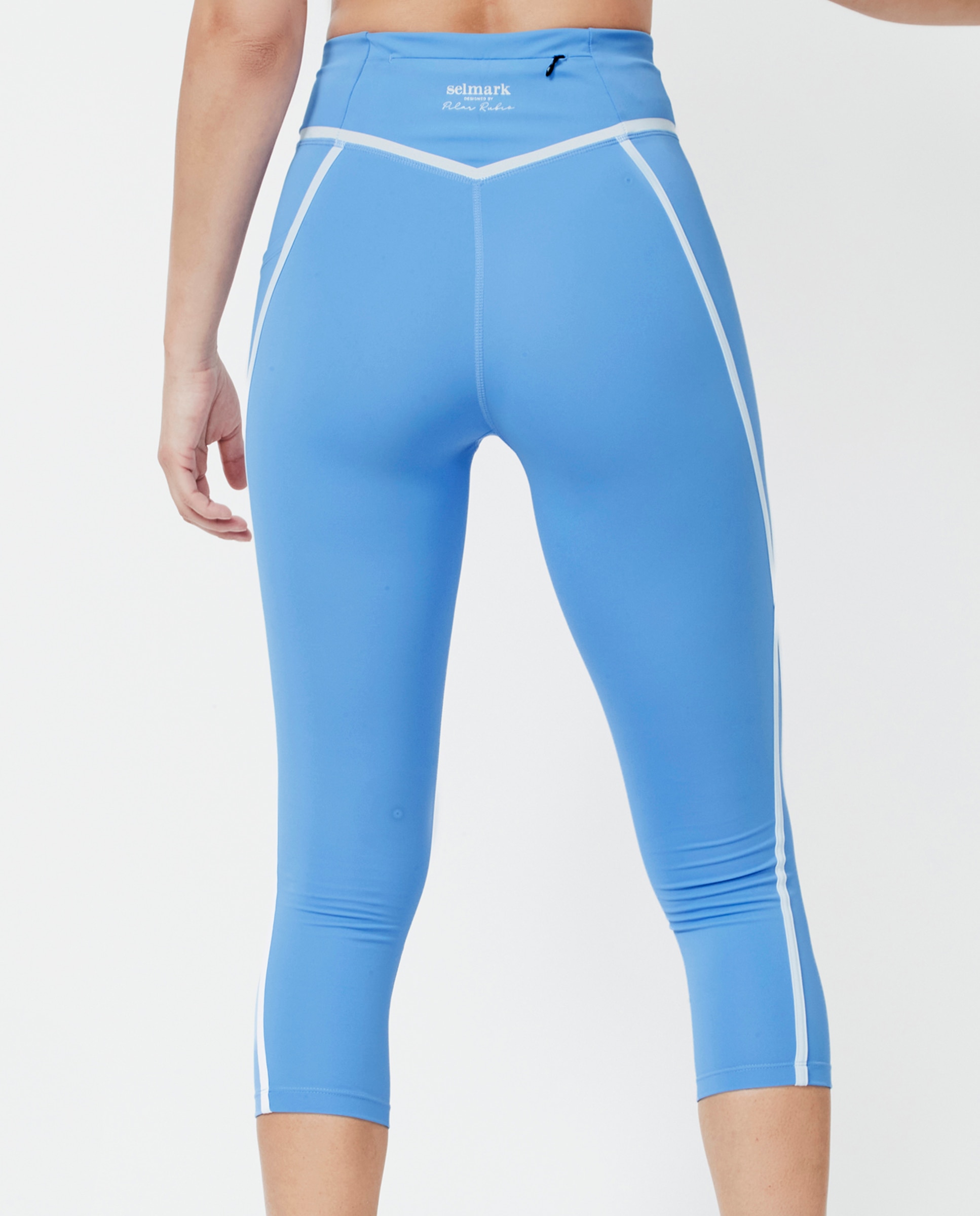 Leggings Desportivos Pirata com Bolso By Pilar Rubio Azul-3