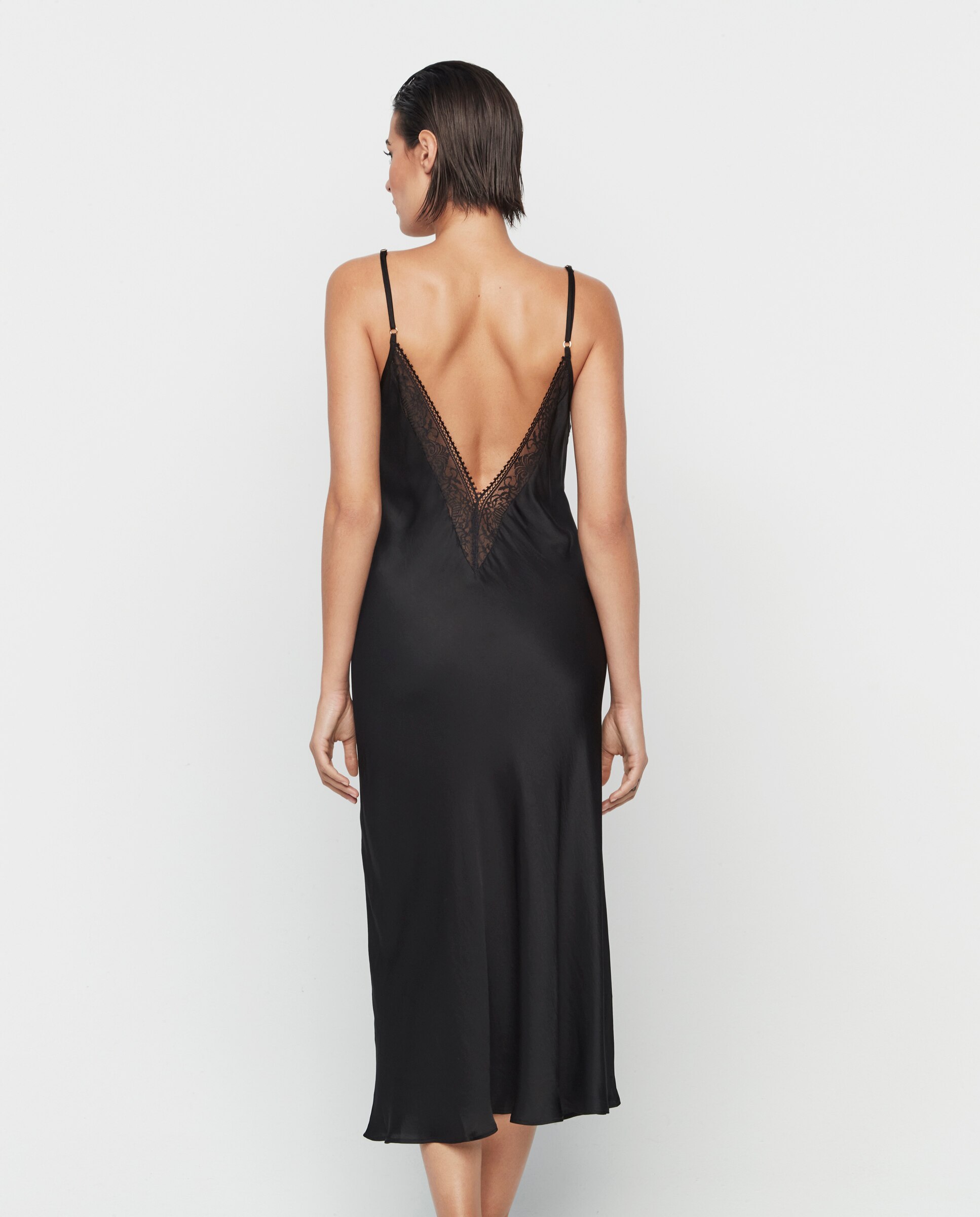 Camisa de Dormir Lingerie Comprida Preto-2