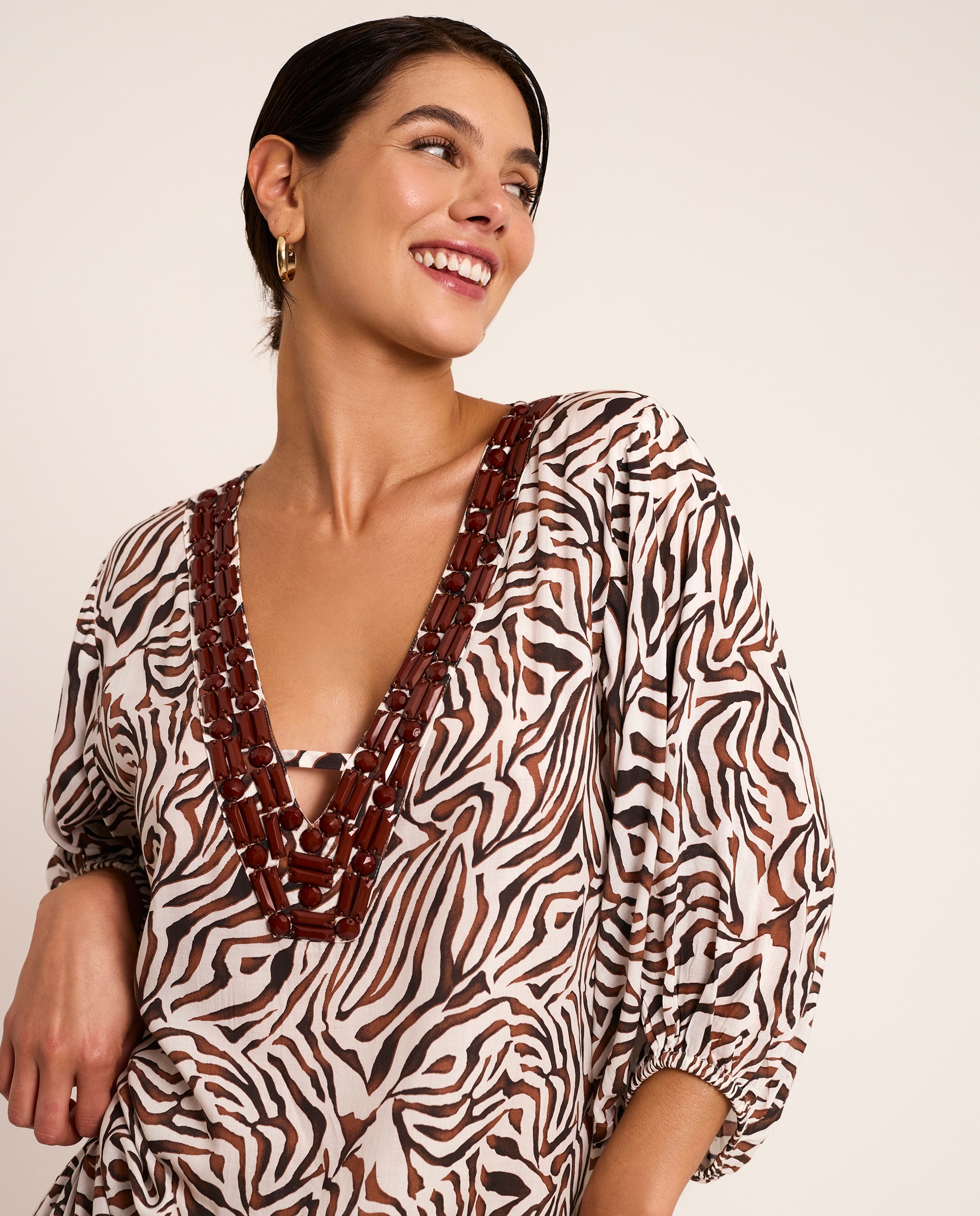 Vestido Comprido Estilo Blusão Da Coleção Utopia Estampado-3