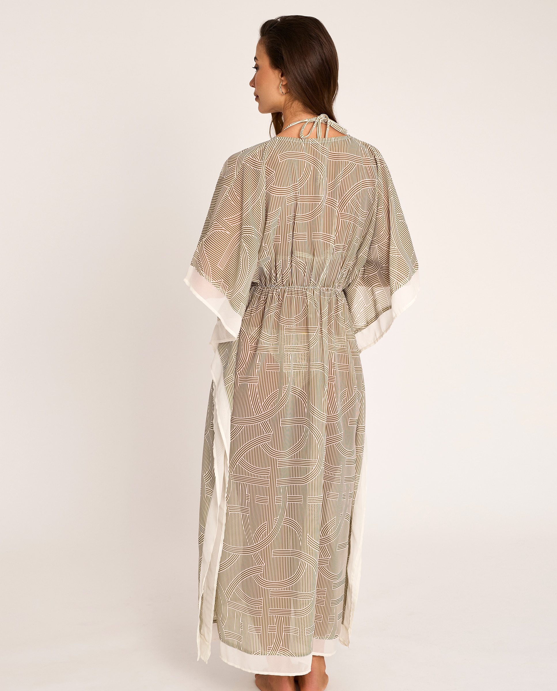 Kaftan Comprido de Manga Morcego, Coleção Reverie Branco-2