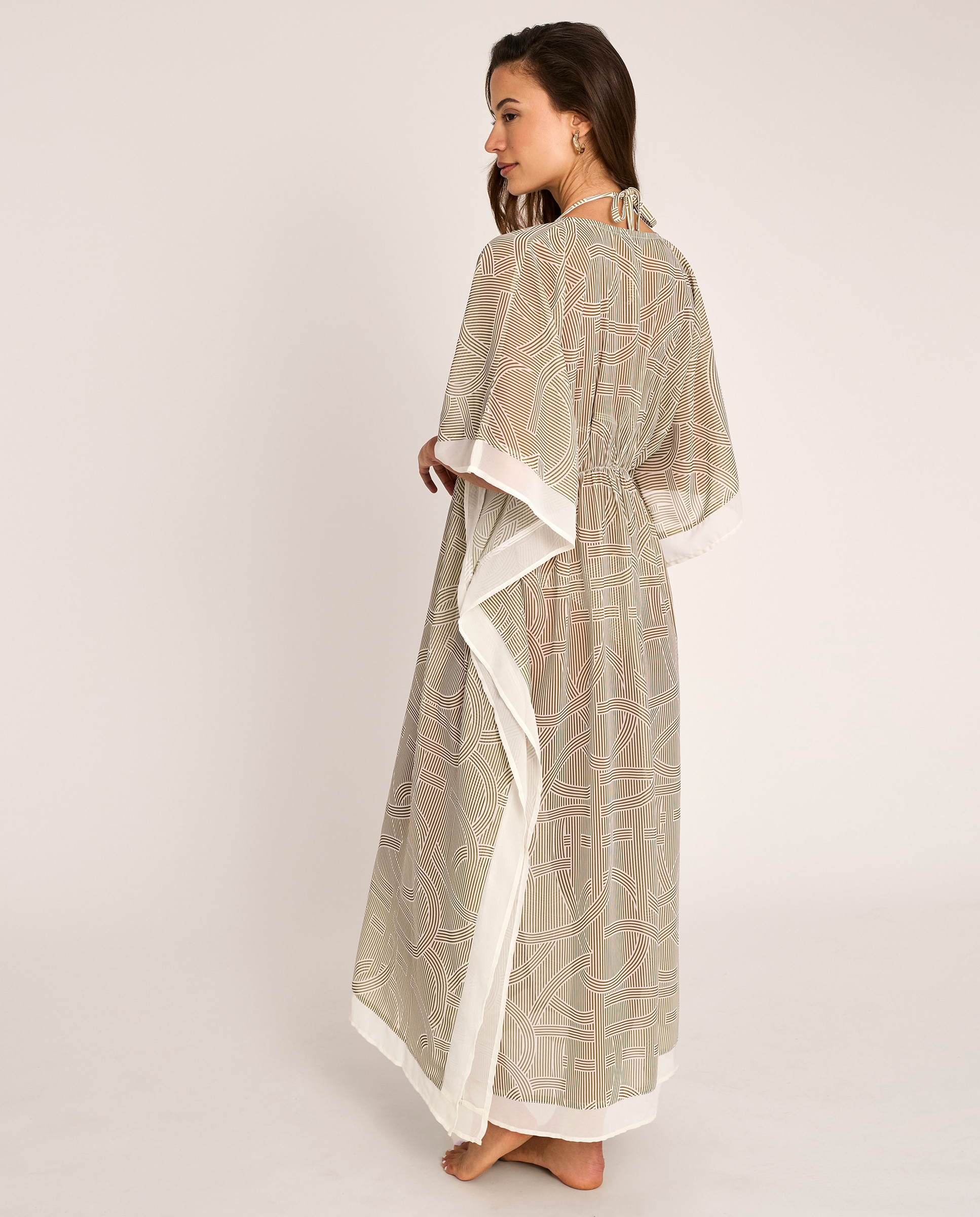 Kaftan Comprido de Manga Morcego, Coleção Reverie Branco-5