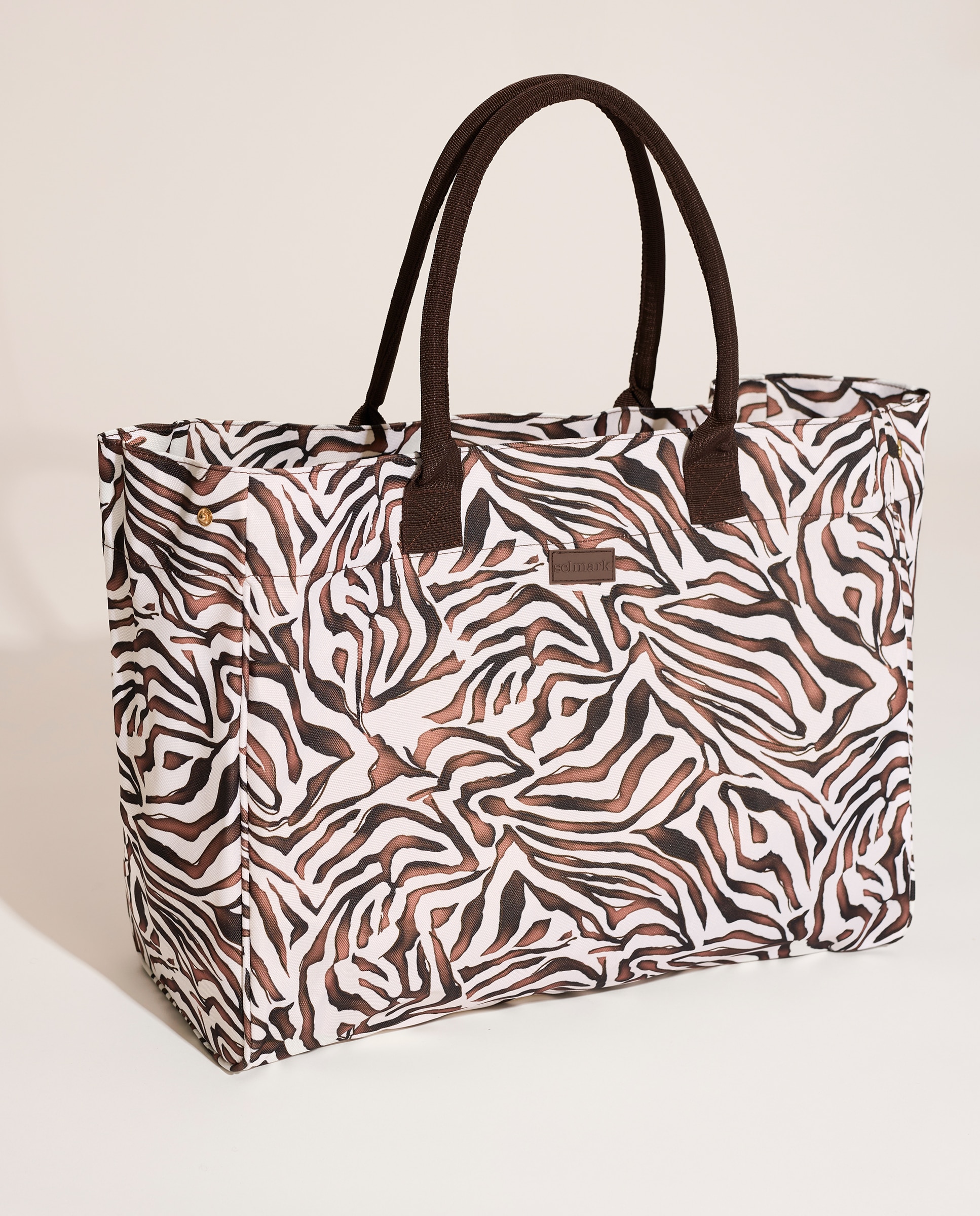 Mala com Estampado Zebra Branco / Castanho-2