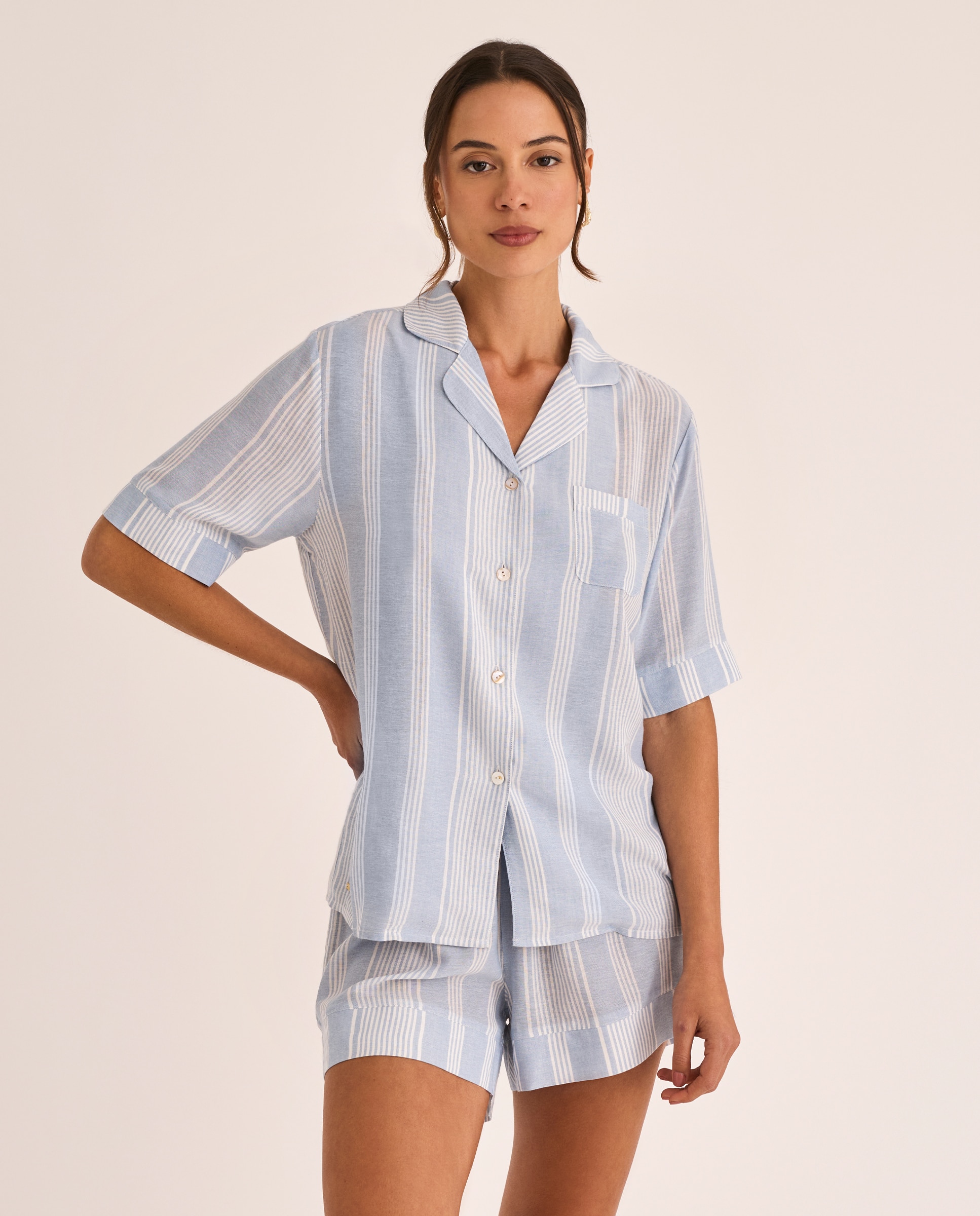 Pijama Curto Azul-claro-5