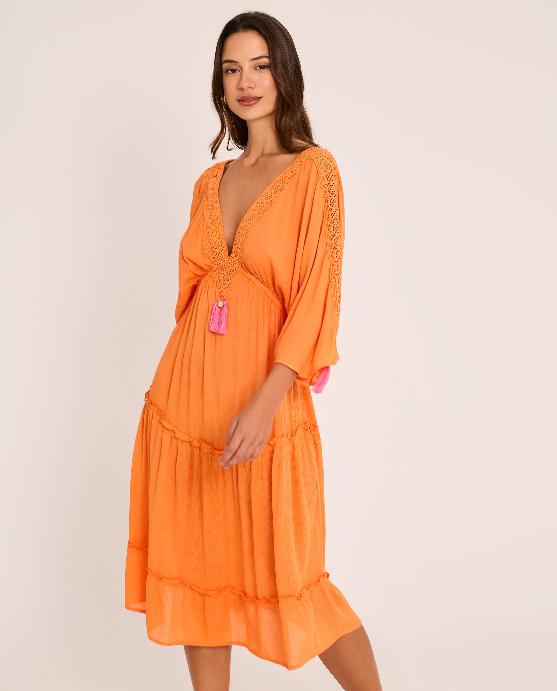 Imagem 0 de Vestido de Praia Boho Chic Comprido com Decote em V, Coleção Bikini Bay