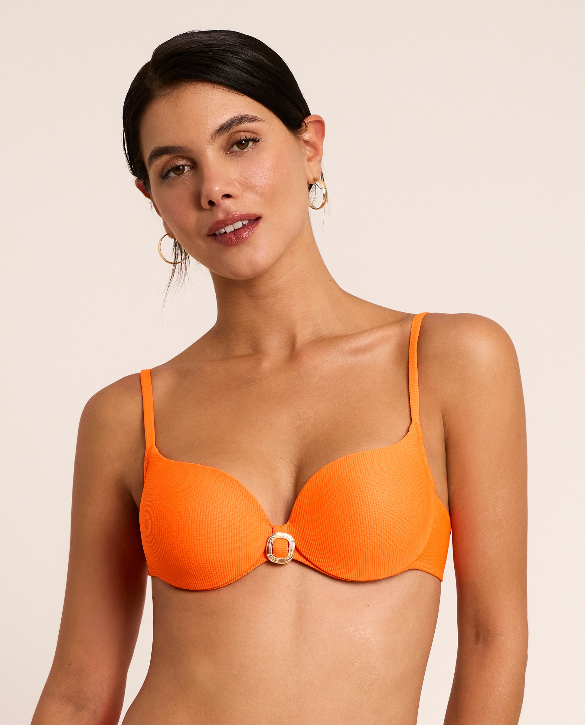 Top de Biquíni Modelador com Aro com Foam, Coleção Solstice Laranja-manga-1
