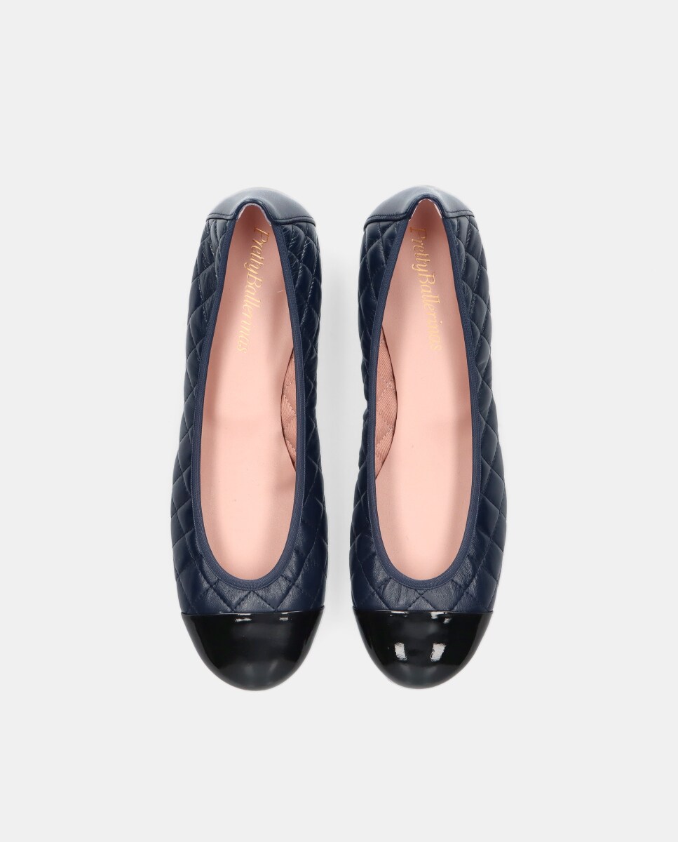 Sabrinas Shirley em Napa Acolchoada e Biqueira de Verniz Azul-3