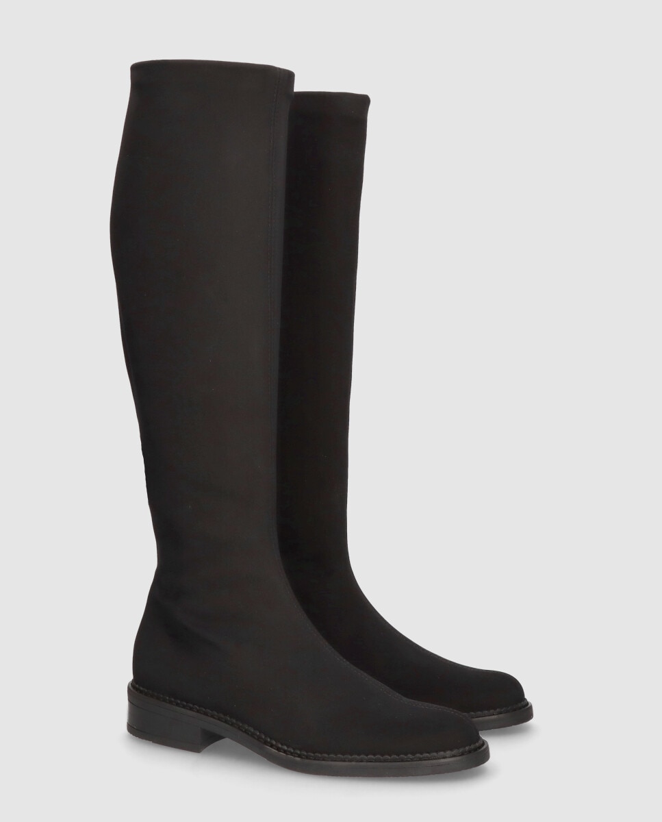 Botas Básicas Napoli em Tecido Elástico Resistente À Água Preto-2
