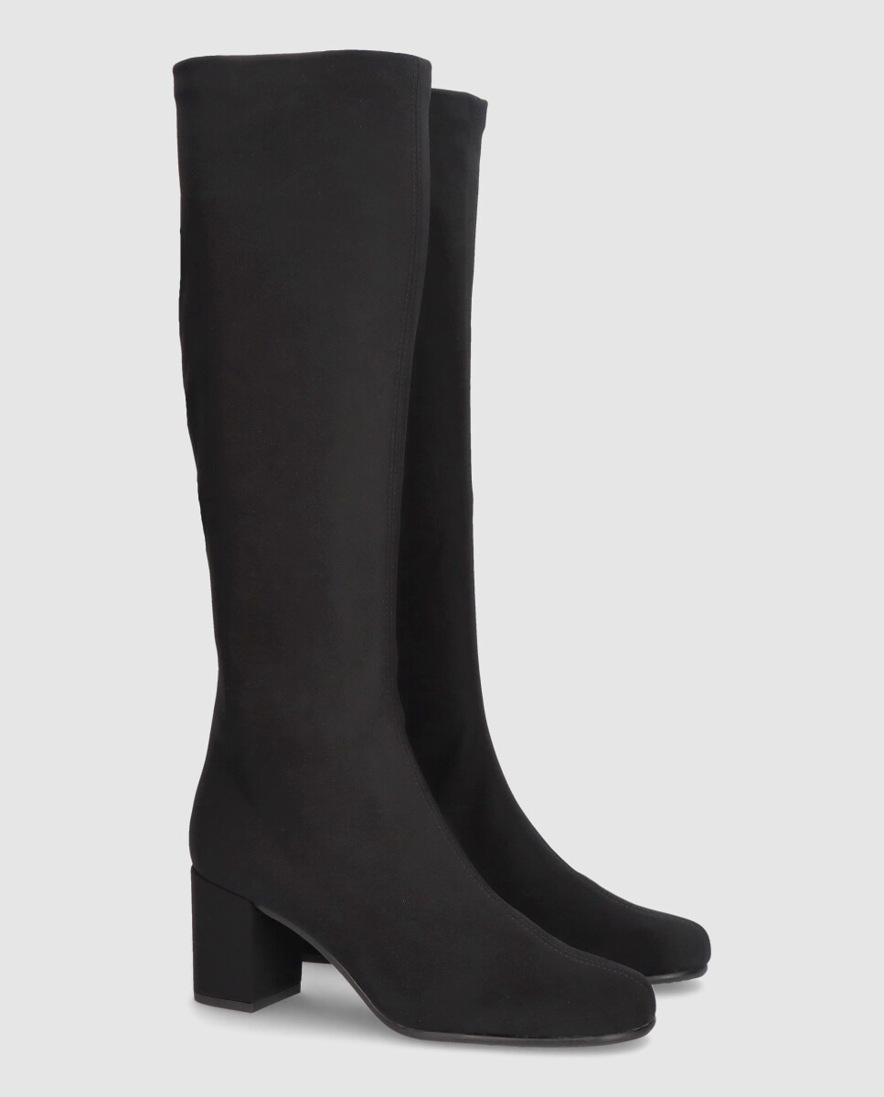 Botas Básicas Bologna em Tecido Elástico Resistente À Água Preto-2