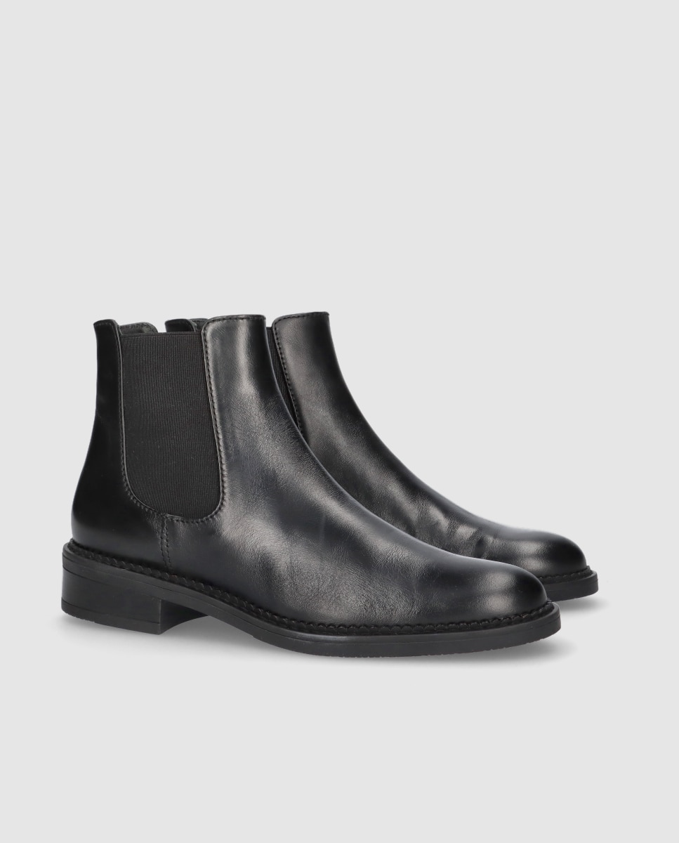 Botins Básicos Napoli em Napa Suave em Preto Preto-2