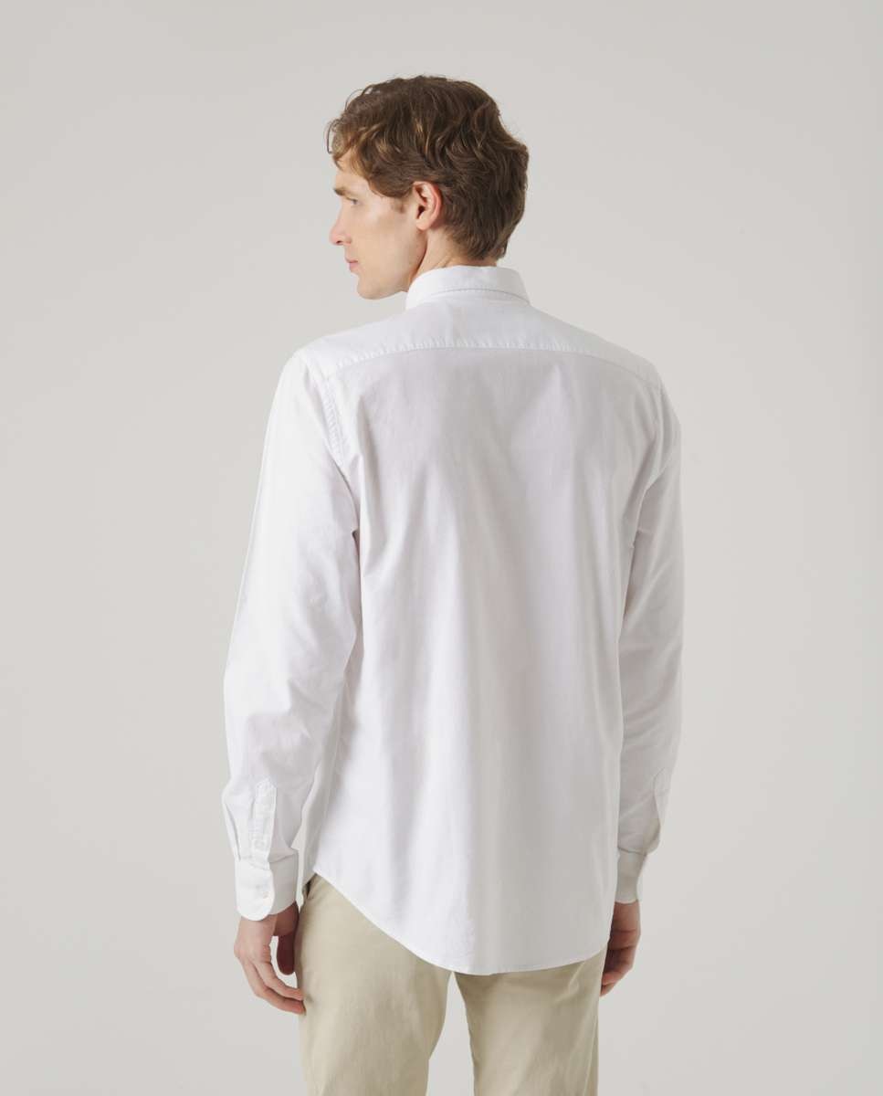 Camisa de Algodão com Corte Regular Lisa Branco-2