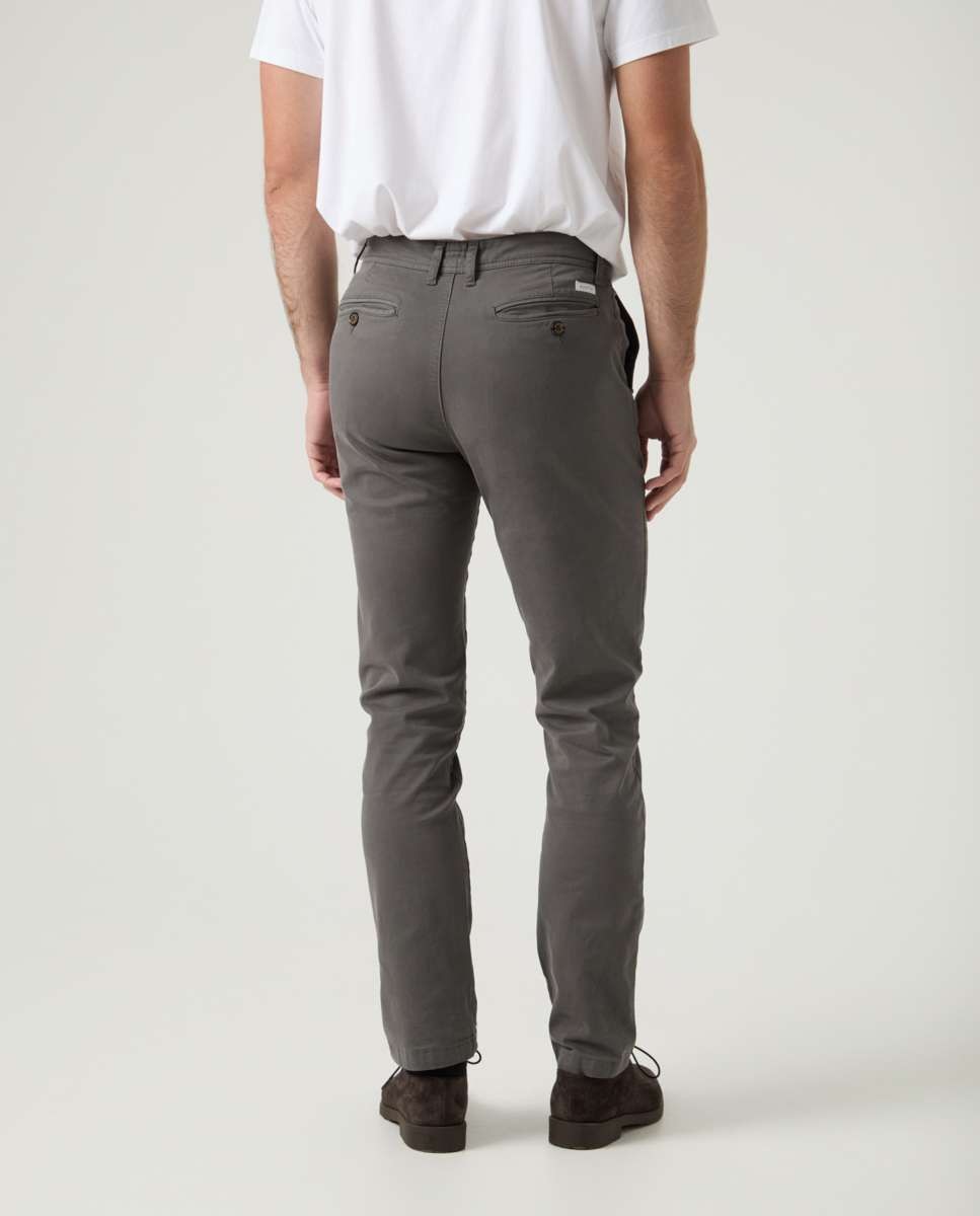 Calças Chino de Corte Regular Cinzento-3