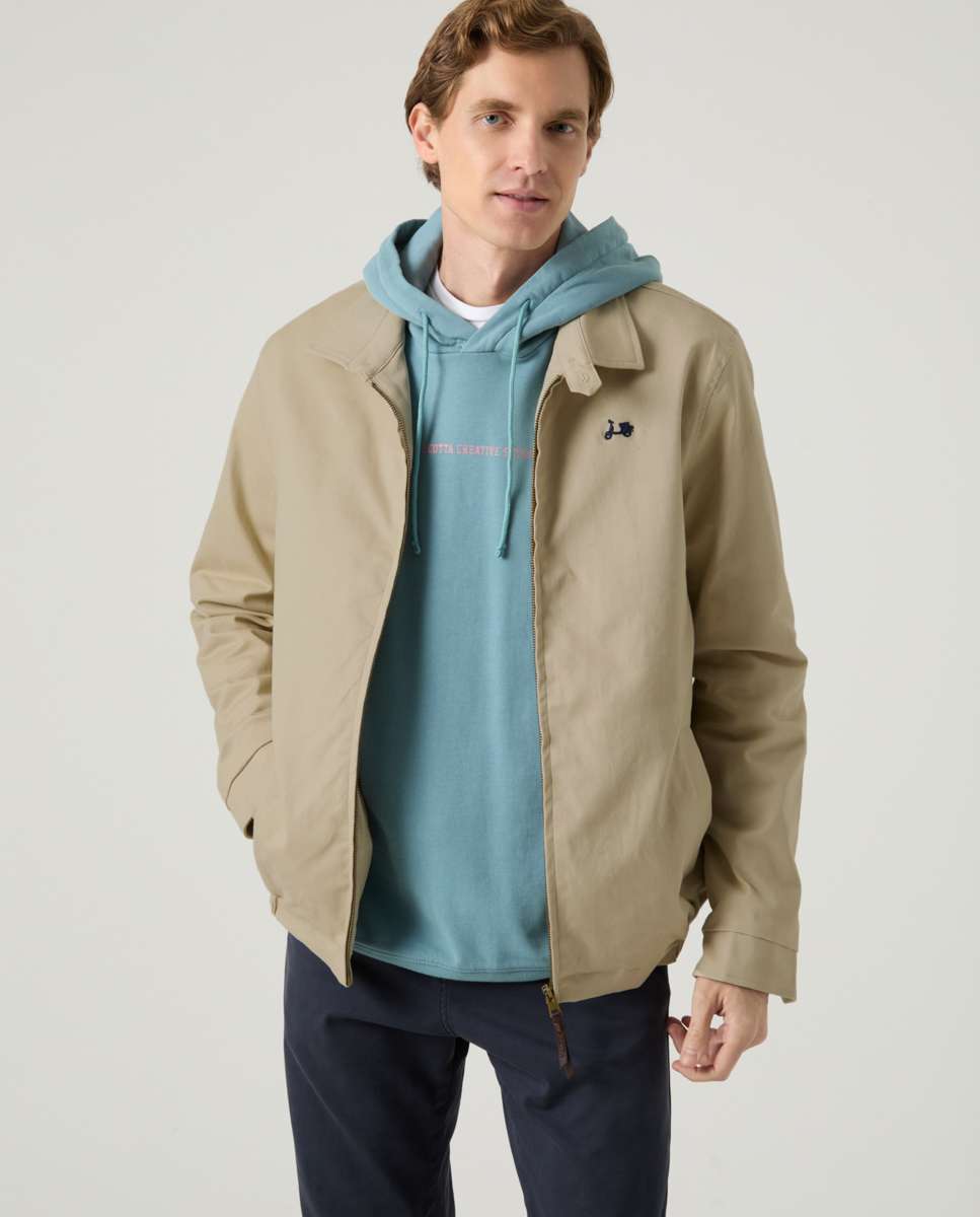 Casaco com Fecho Zip Bege-1