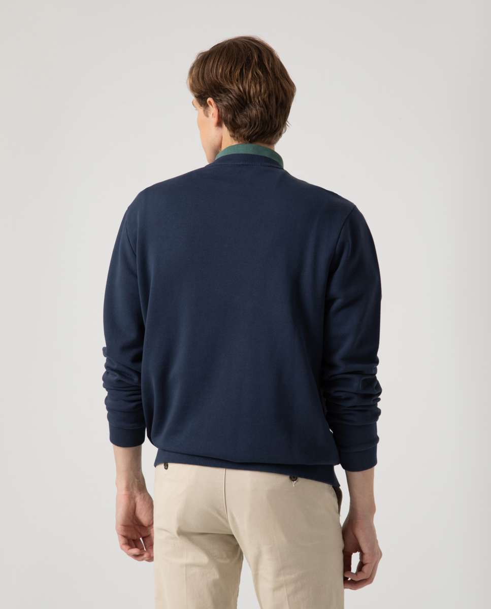 Sweatshirt sem Capuz com Gola Redonda Azul-marinho-2