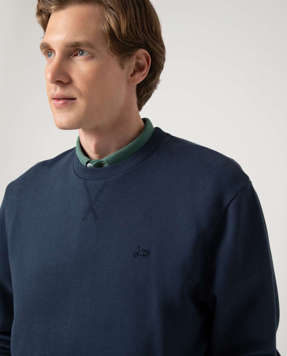 Sweatshirt sem Capuz com Gola Redonda Azul-marinho-3