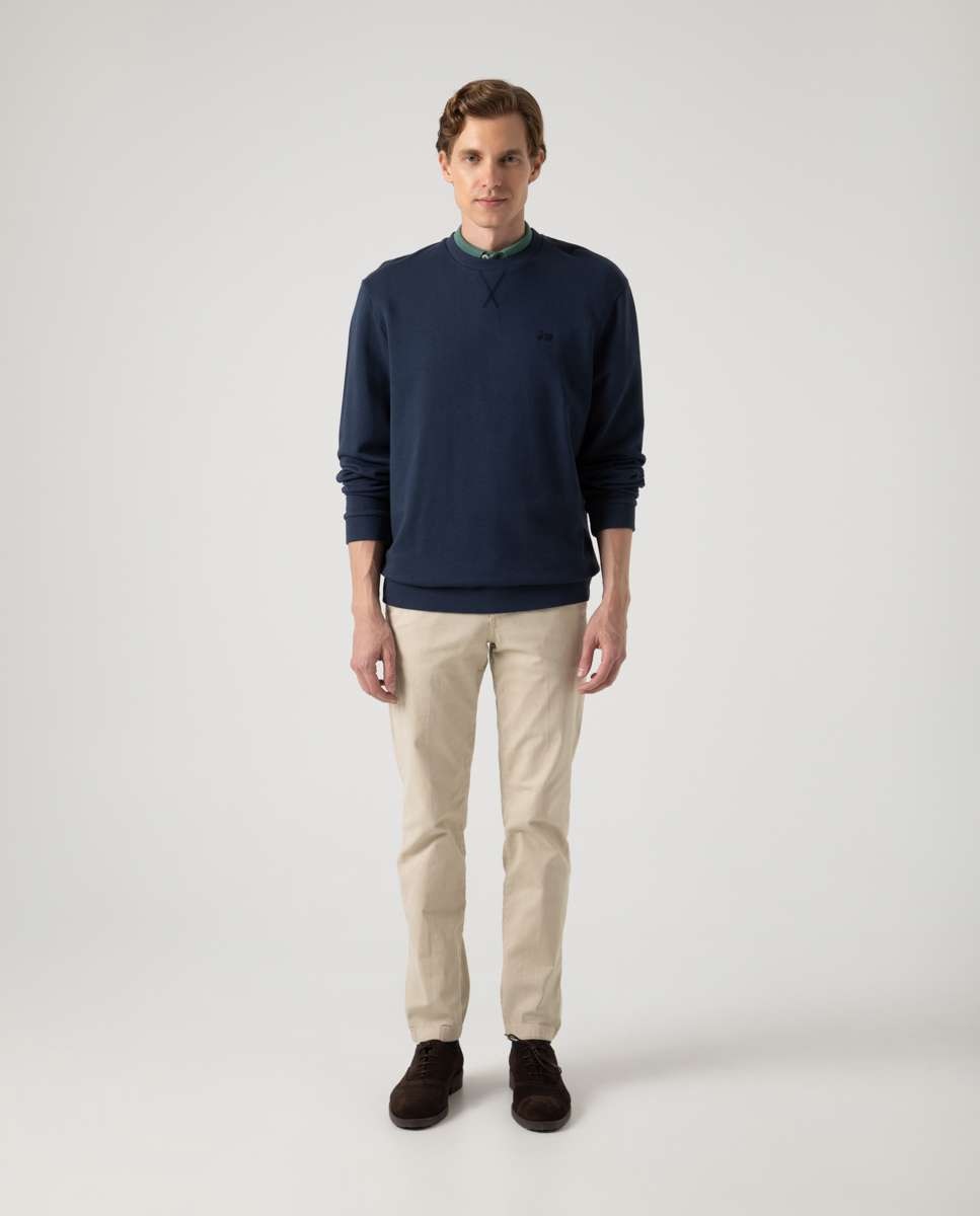 Sweatshirt sem Capuz com Gola Redonda Azul-marinho-4