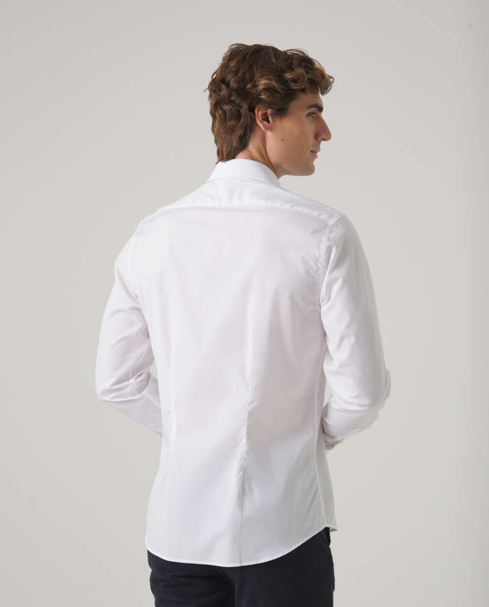 Camisa de Algodão com Corte Regular Lisa Branco-2