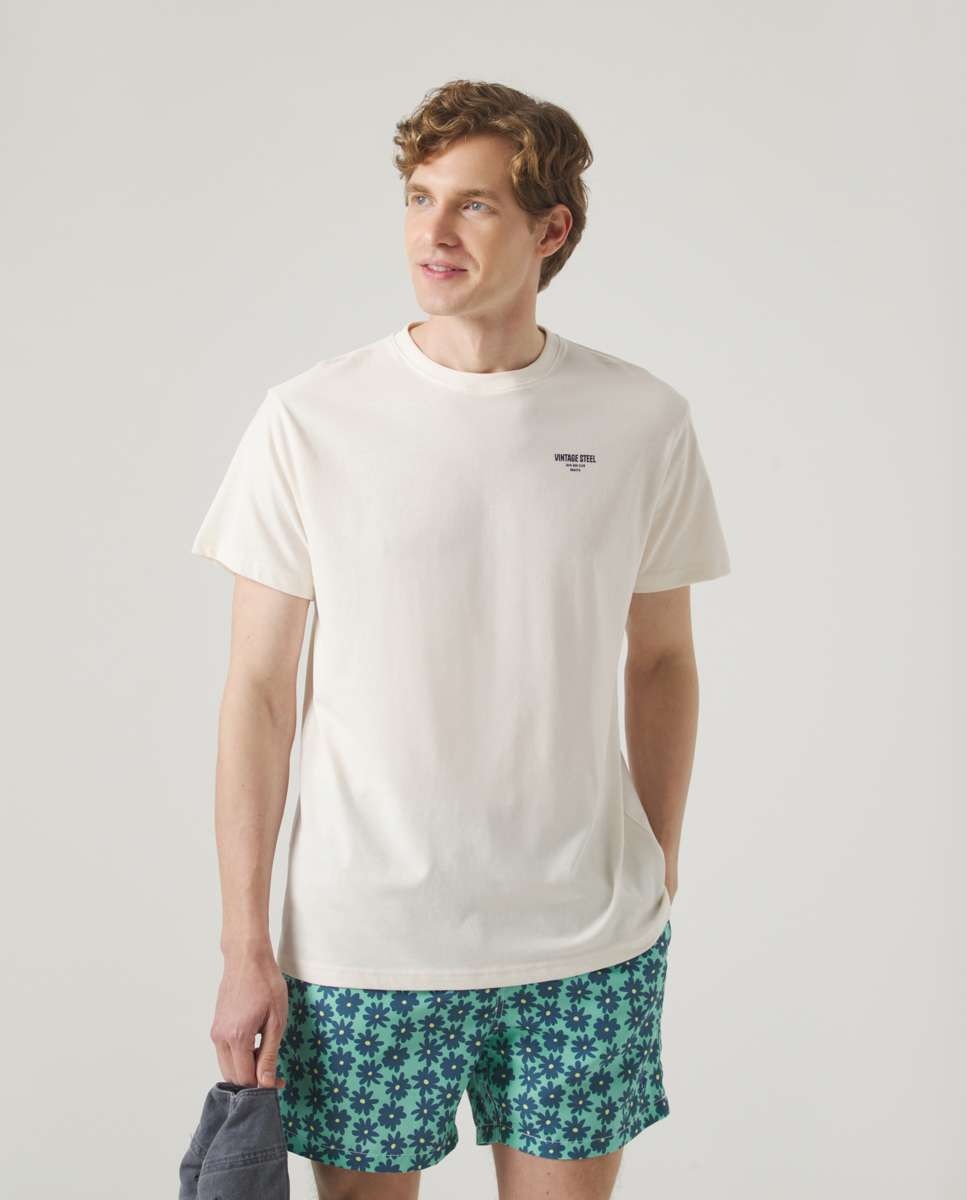 T-shirt em Cru de Manga Curta Cru-1