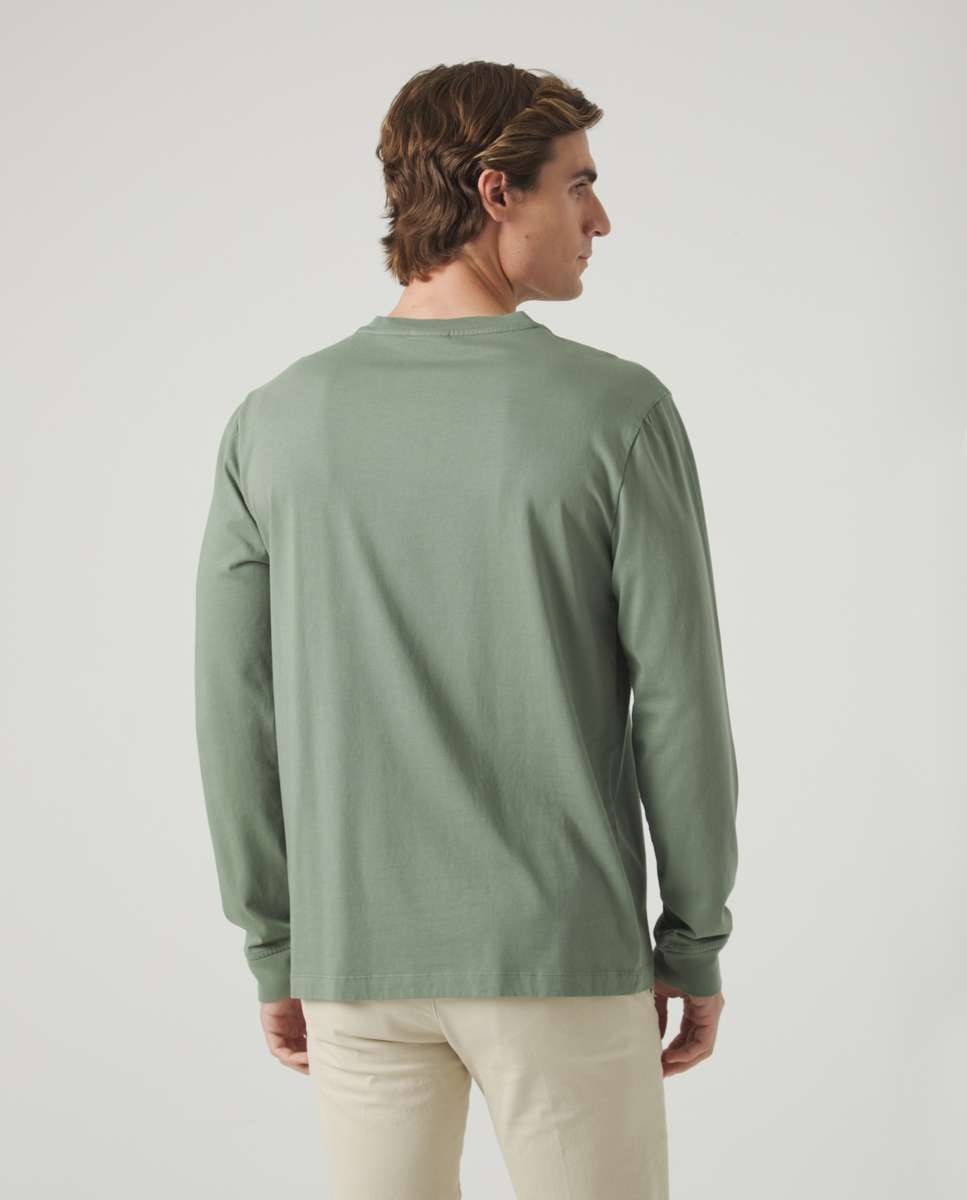 Sweatshirt sem Capuz com Gola Redonda Caqui-2