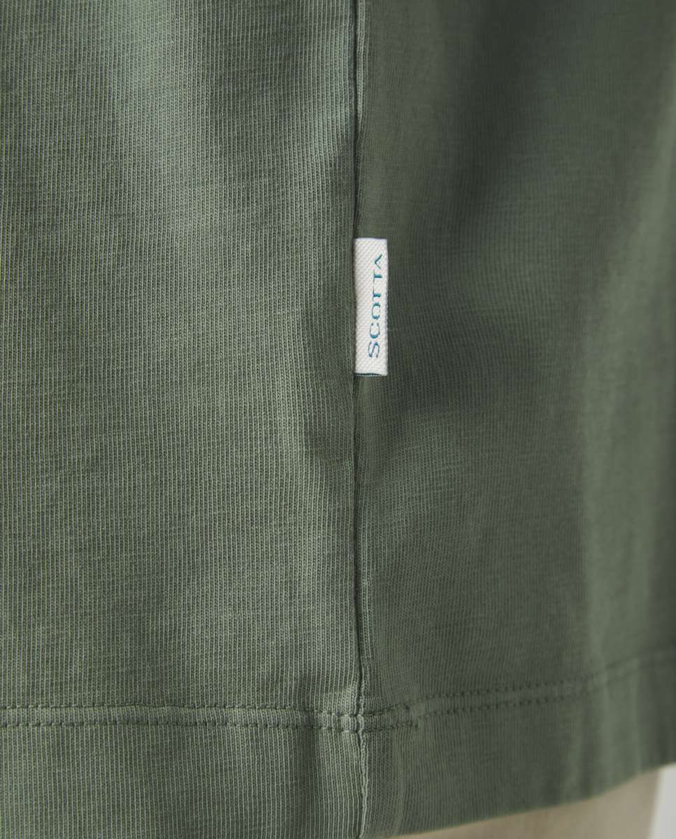 Sweatshirt sem Capuz com Gola Redonda Caqui-4