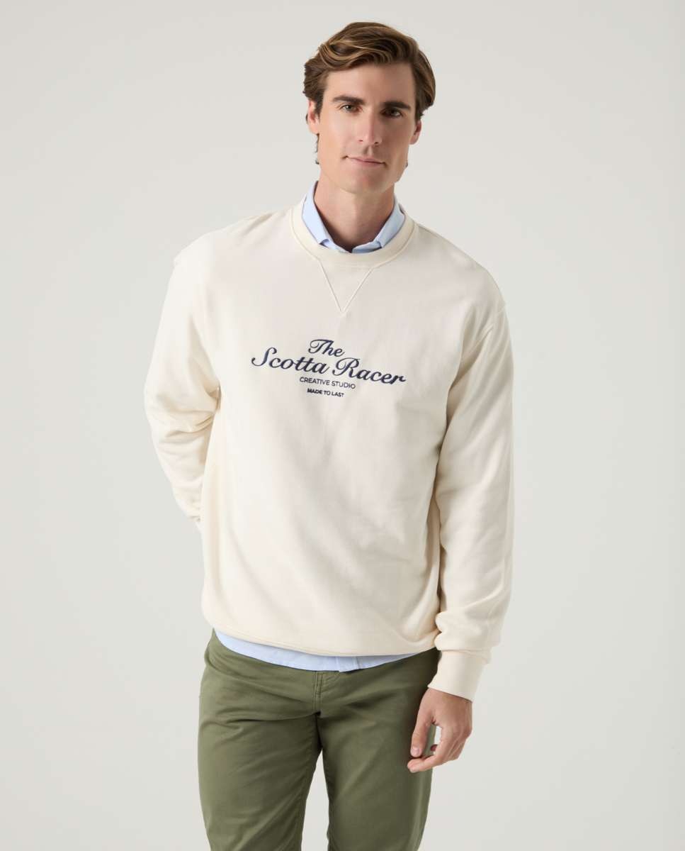 Sweatshirt Azul com Gola Redonda Cru-1