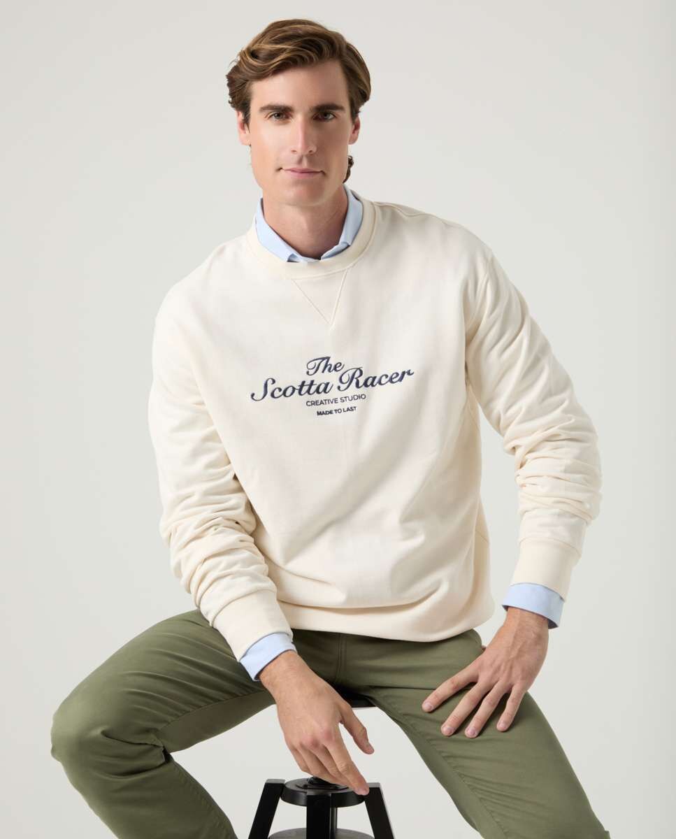 Sweatshirt Azul com Gola Redonda Cru-3