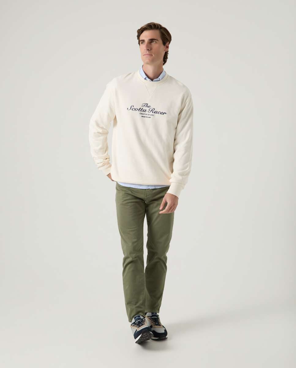 Sweatshirt Azul com Gola Redonda Cru-4