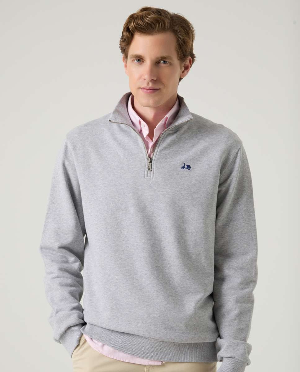 Sweatshirt com Fecho Zip Cinzento-1