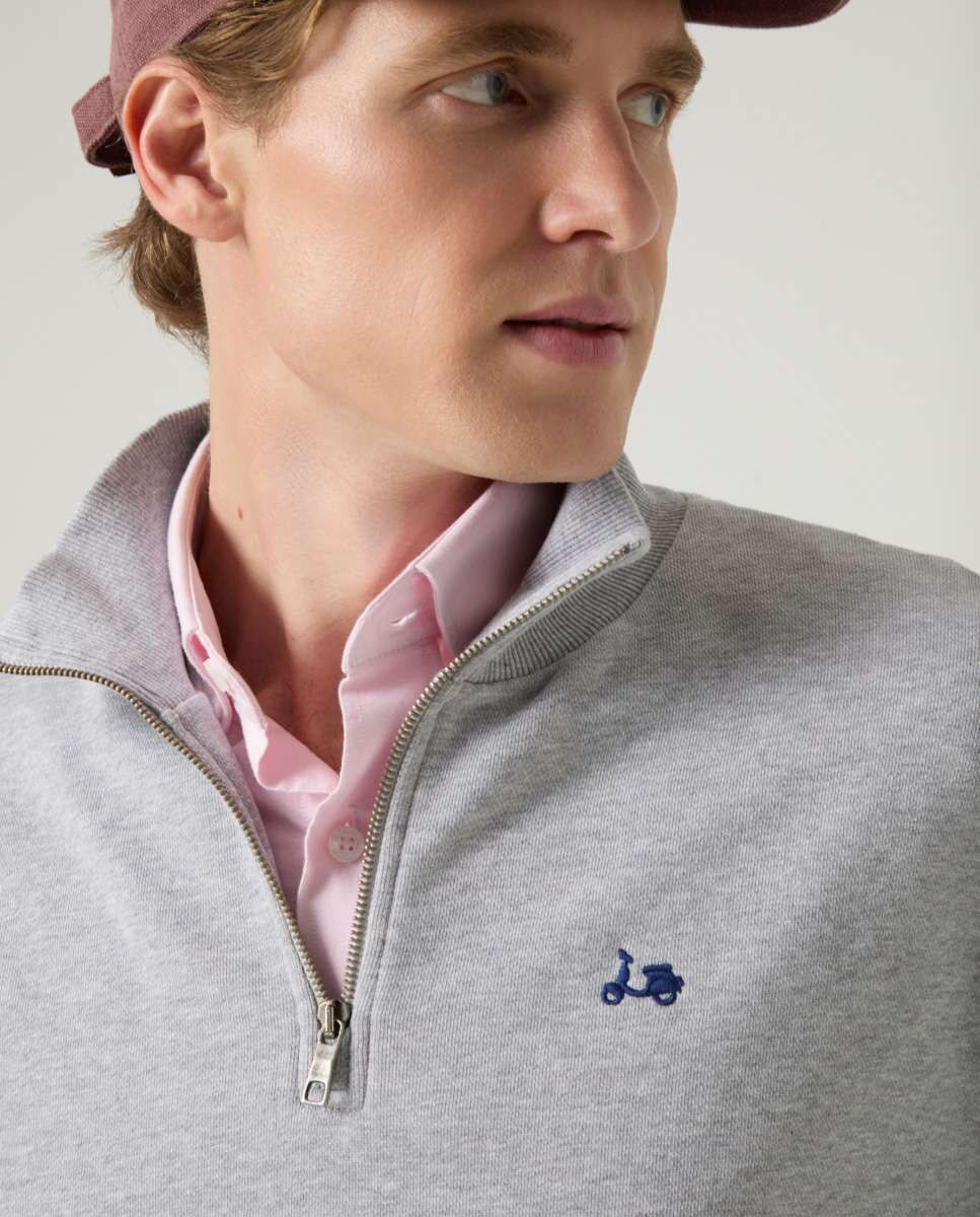 Sweatshirt com Fecho Zip Cinzento-3