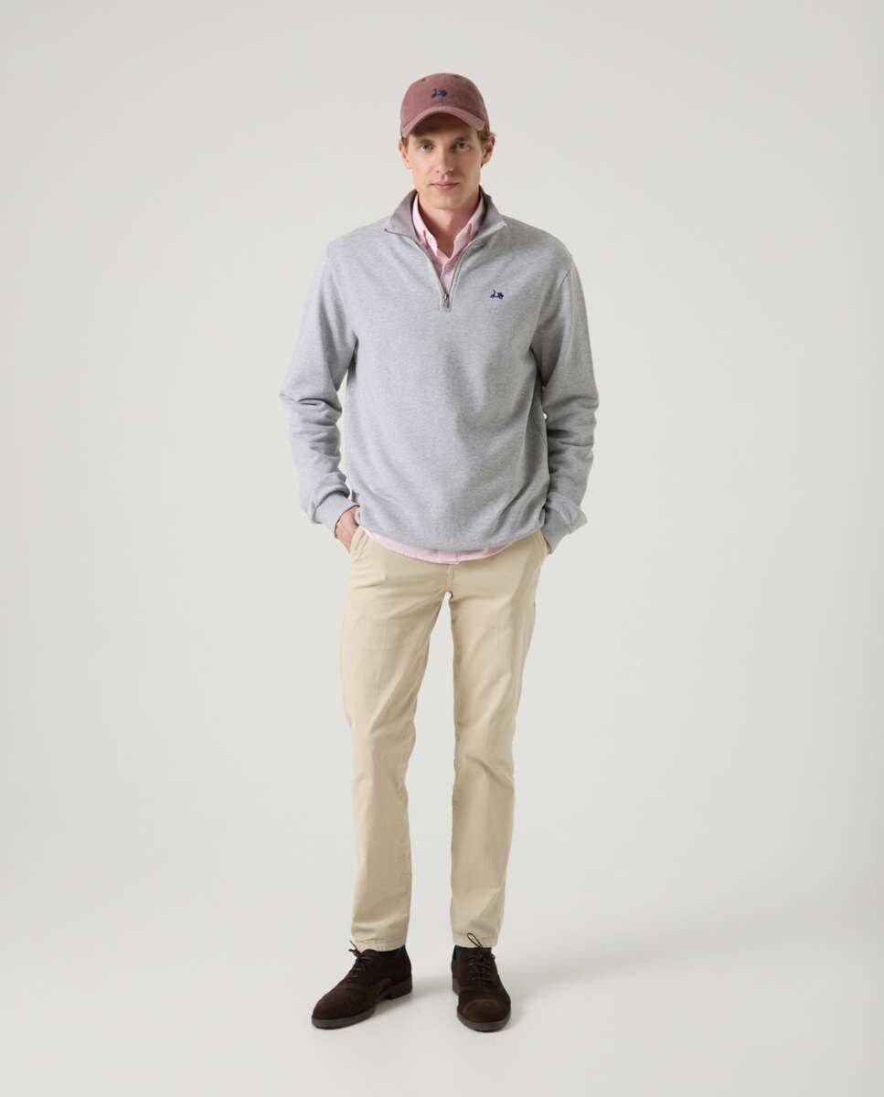 Sweatshirt com Fecho Zip Cinzento-4