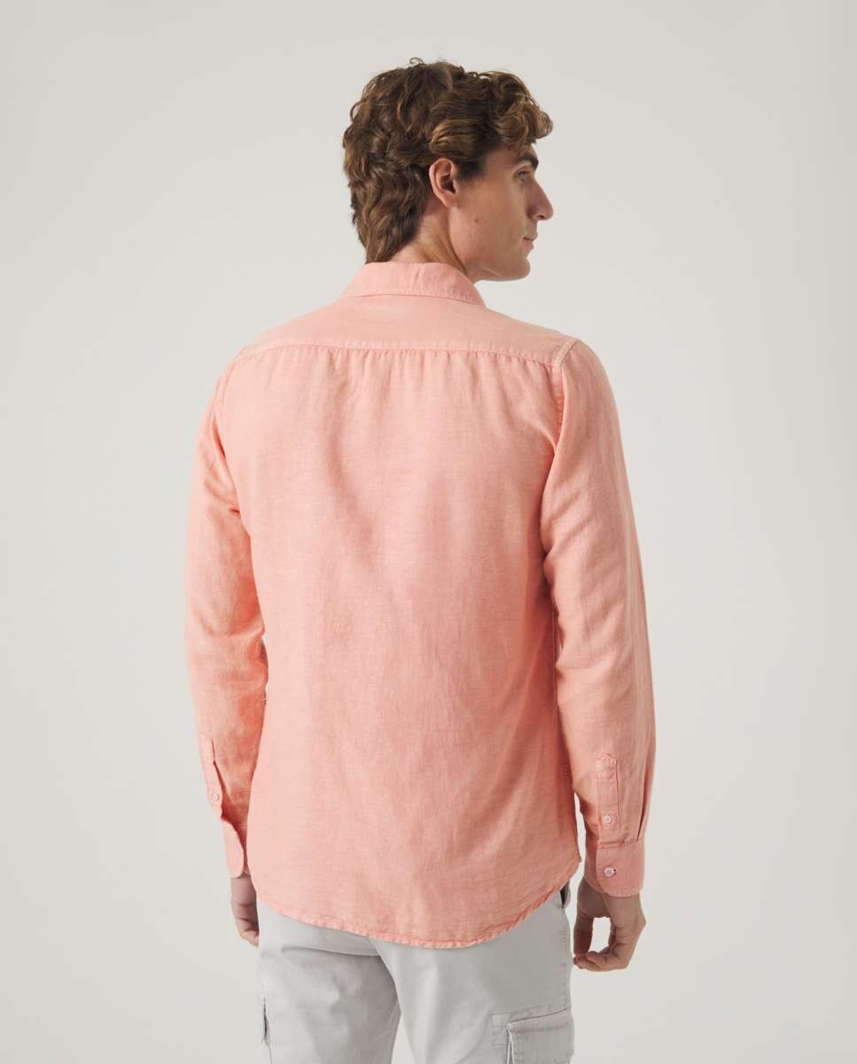 Camisa de Corte Regular Lisa Coral-2