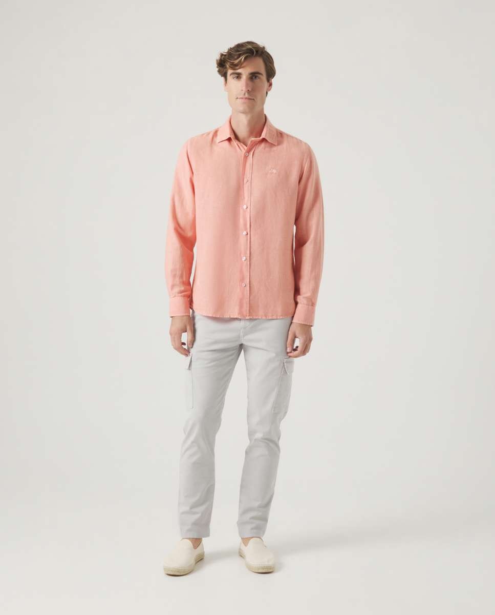 Camisa de Corte Regular Lisa Coral-4
