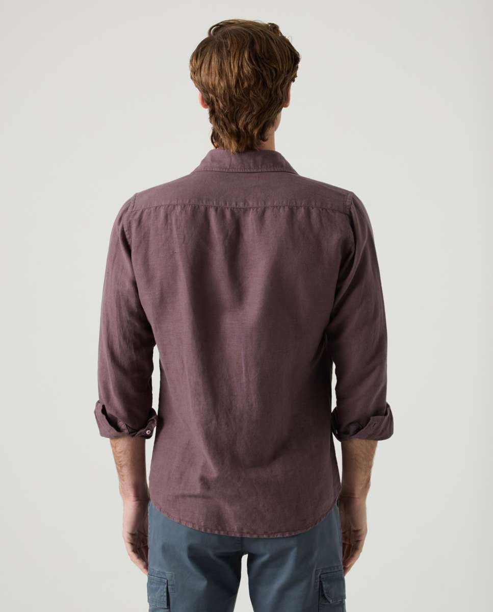 Camisa de Corte Regular Lisa Beringela-2