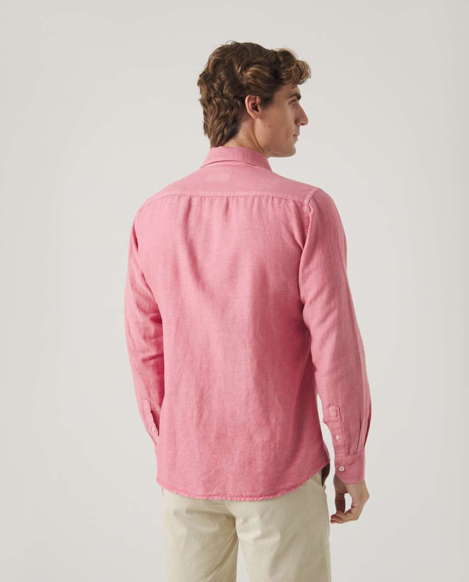 Camisa de Corte Regular Lisa Rosa-2