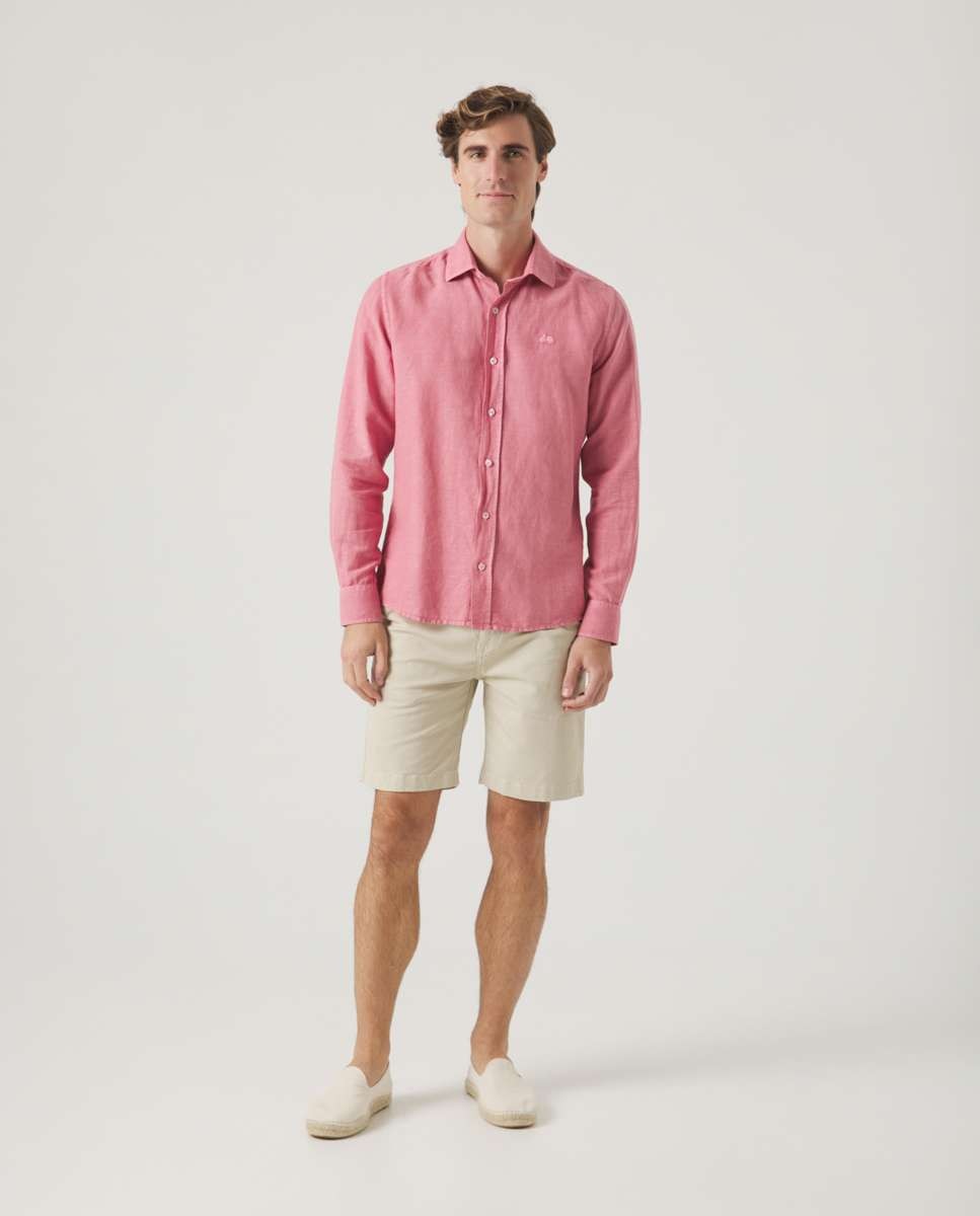 Camisa de Corte Regular Lisa Rosa-4