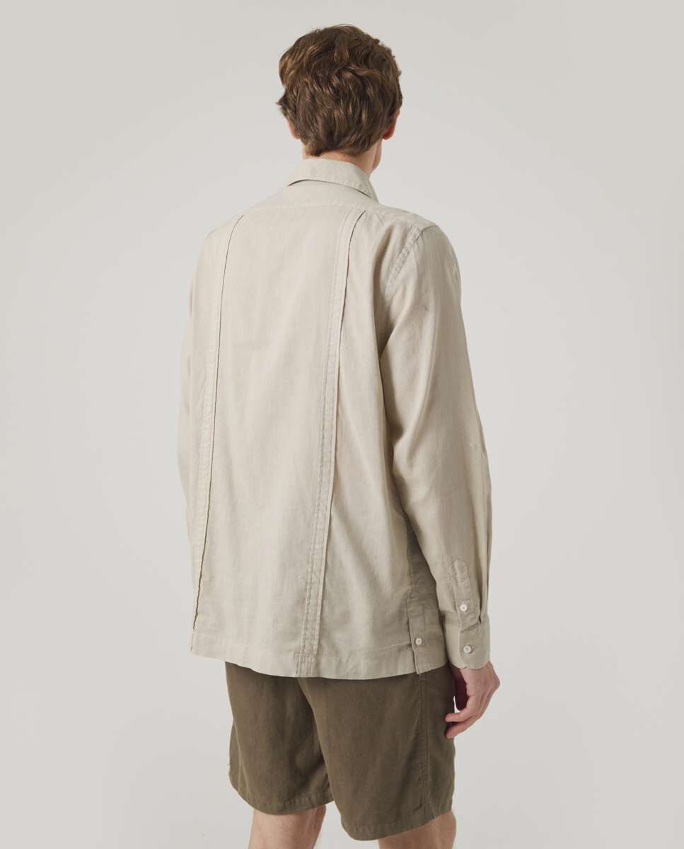 Camisa de Corte Regular Lisa Taupe-2
