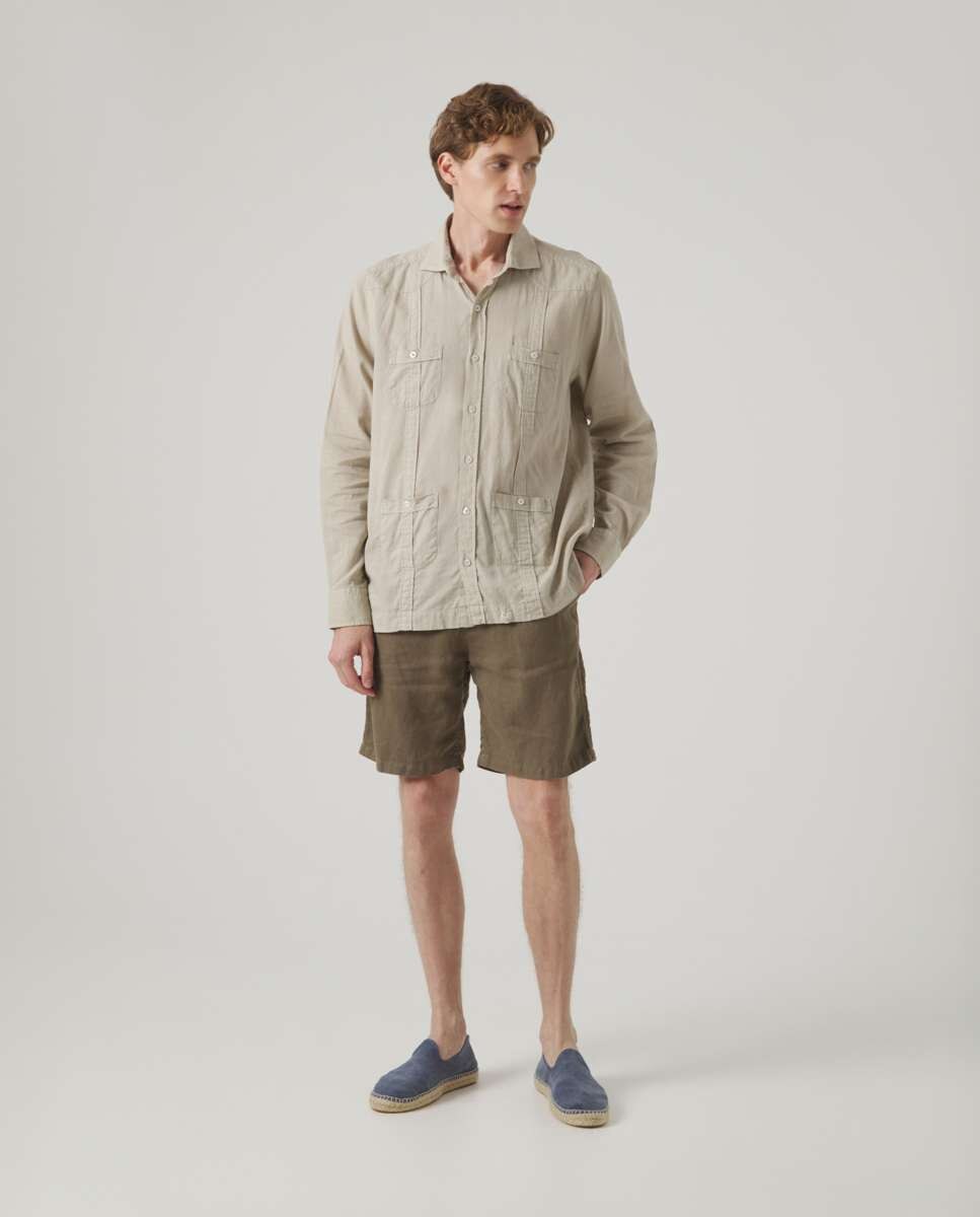 Camisa de Corte Regular Lisa Taupe-4