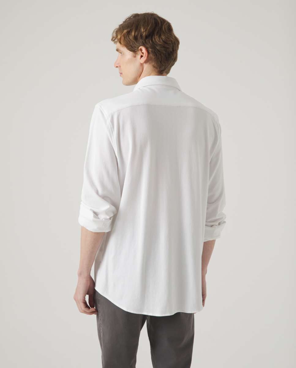 Camisa de Algodão com Corte Regular Lisa Branco-2