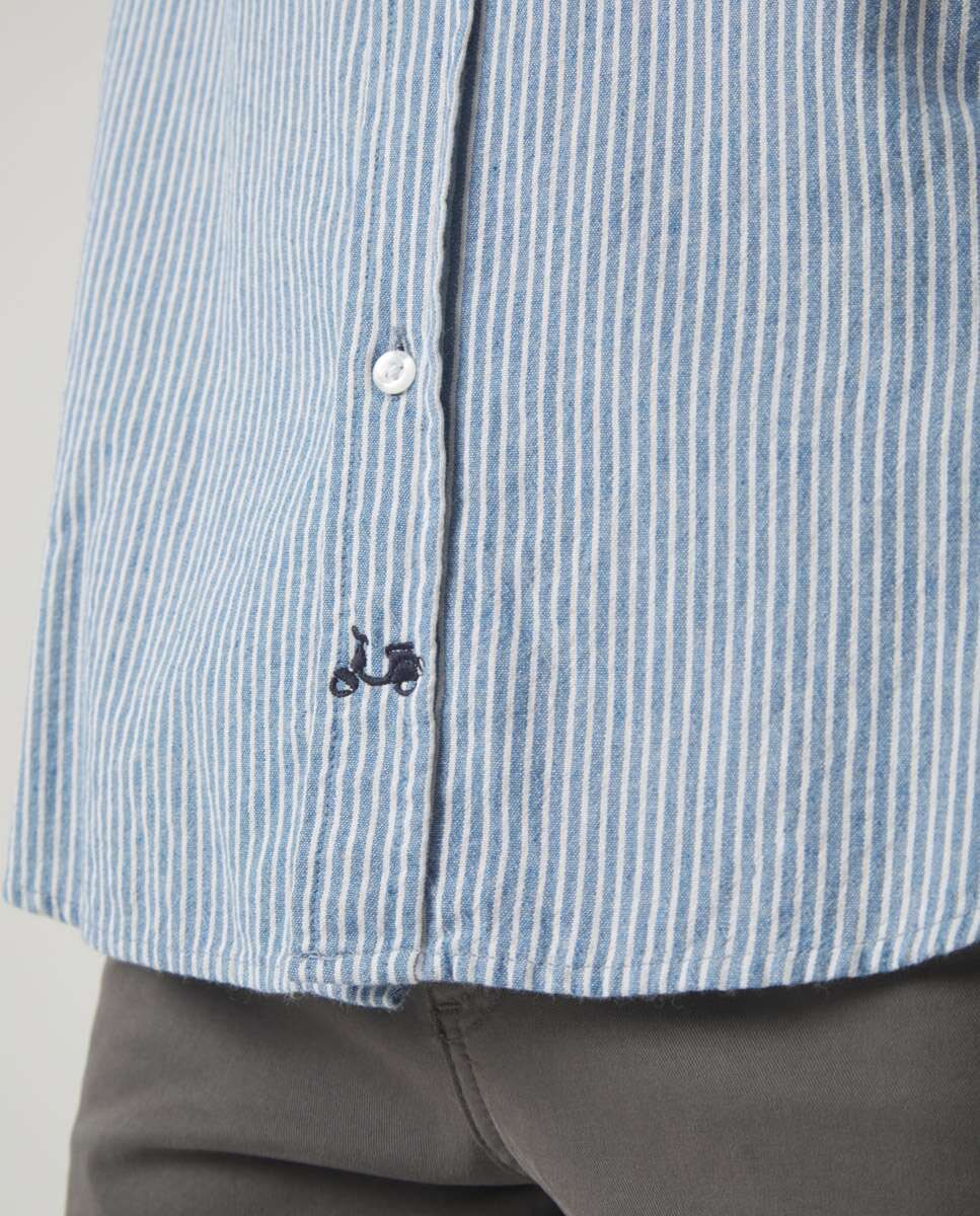 Camisa de Corte Regular Às Riscas em Azul-marinho Azul-marinho-3