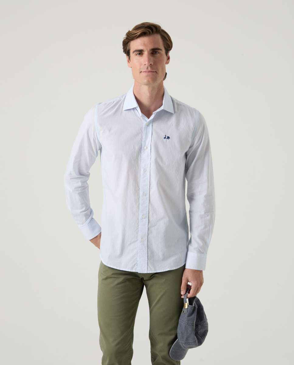 Imagem 0 de Camisa com Corte Regular Às Riscas em Azul